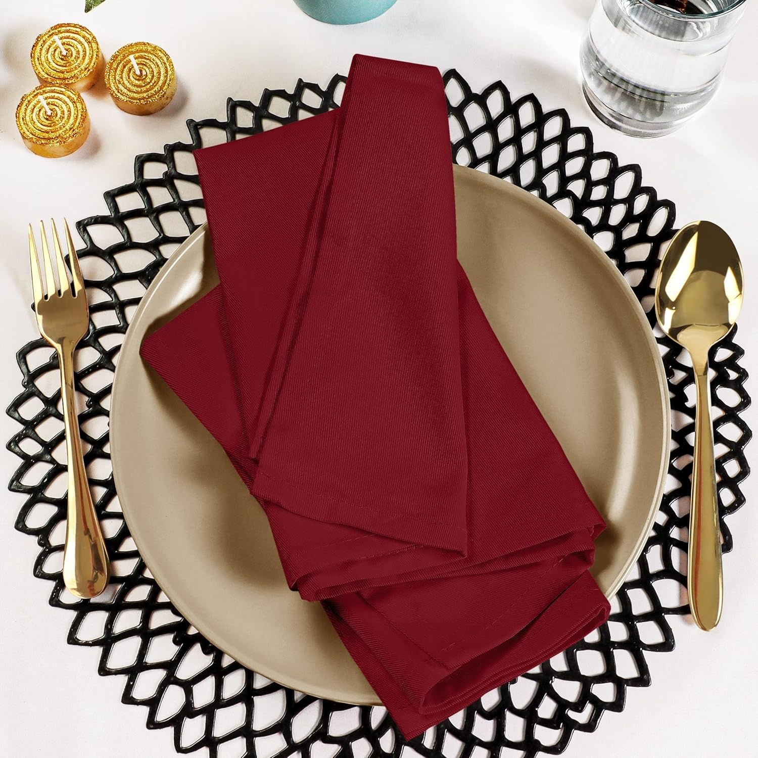 image:imageUtopia Kitchen Black Cloth Napkins 12 Pack 18x18 Inch Absorbent Cotton Blend Washable and Reusable for Dinner Restaurant Lunch Wedding and HotelRed