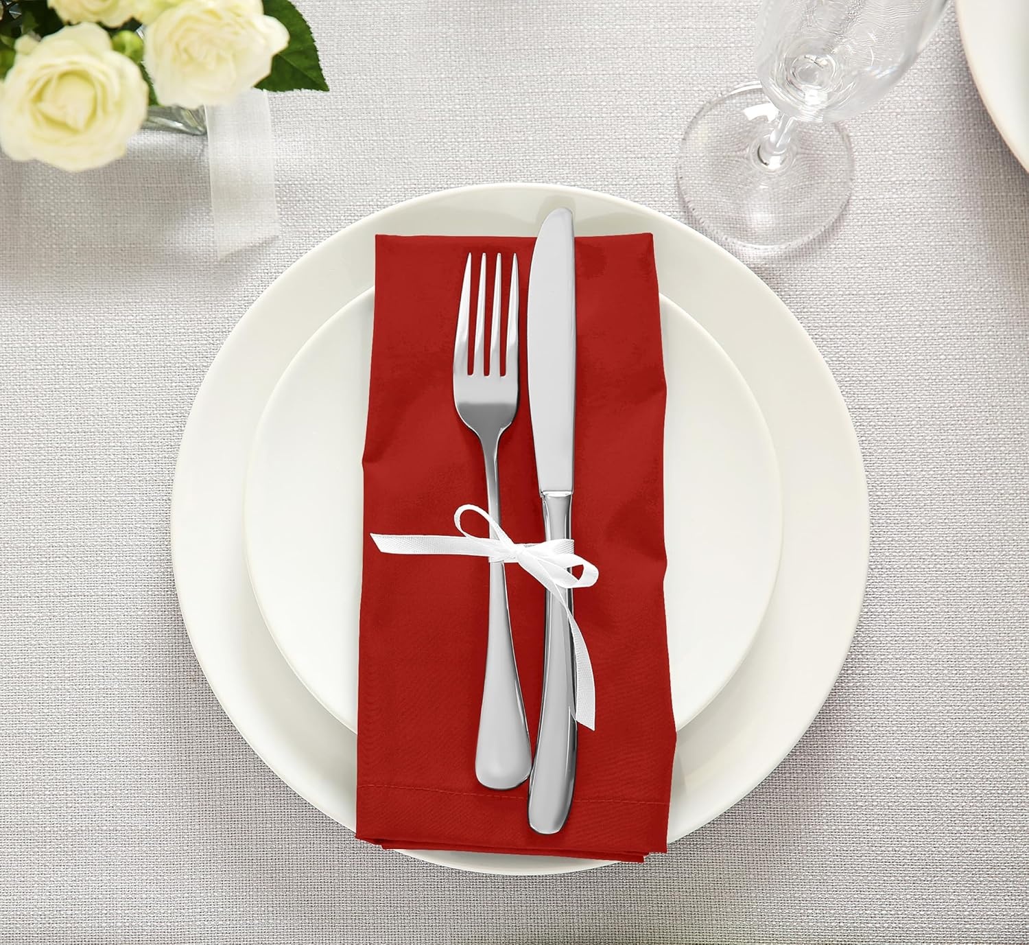 image:imageUtopia Kitchen Black Cloth Napkins 12 Pack 18x18 Inch Absorbent Cotton Blend Washable and Reusable for Dinner Restaurant Lunch Wedding and HotelRed