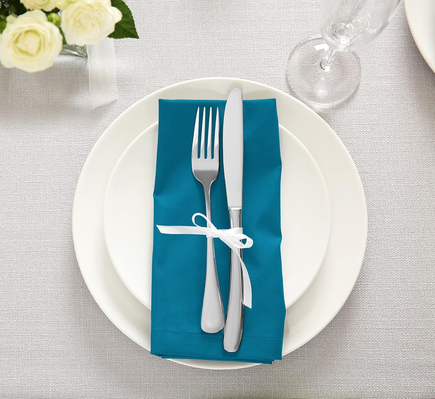 image:imageUtopia Kitchen Black Cloth Napkins 12 Pack 18x18 Inch Absorbent Cotton Blend Washable and Reusable for Dinner Restaurant Lunch Wedding and HotelTeal