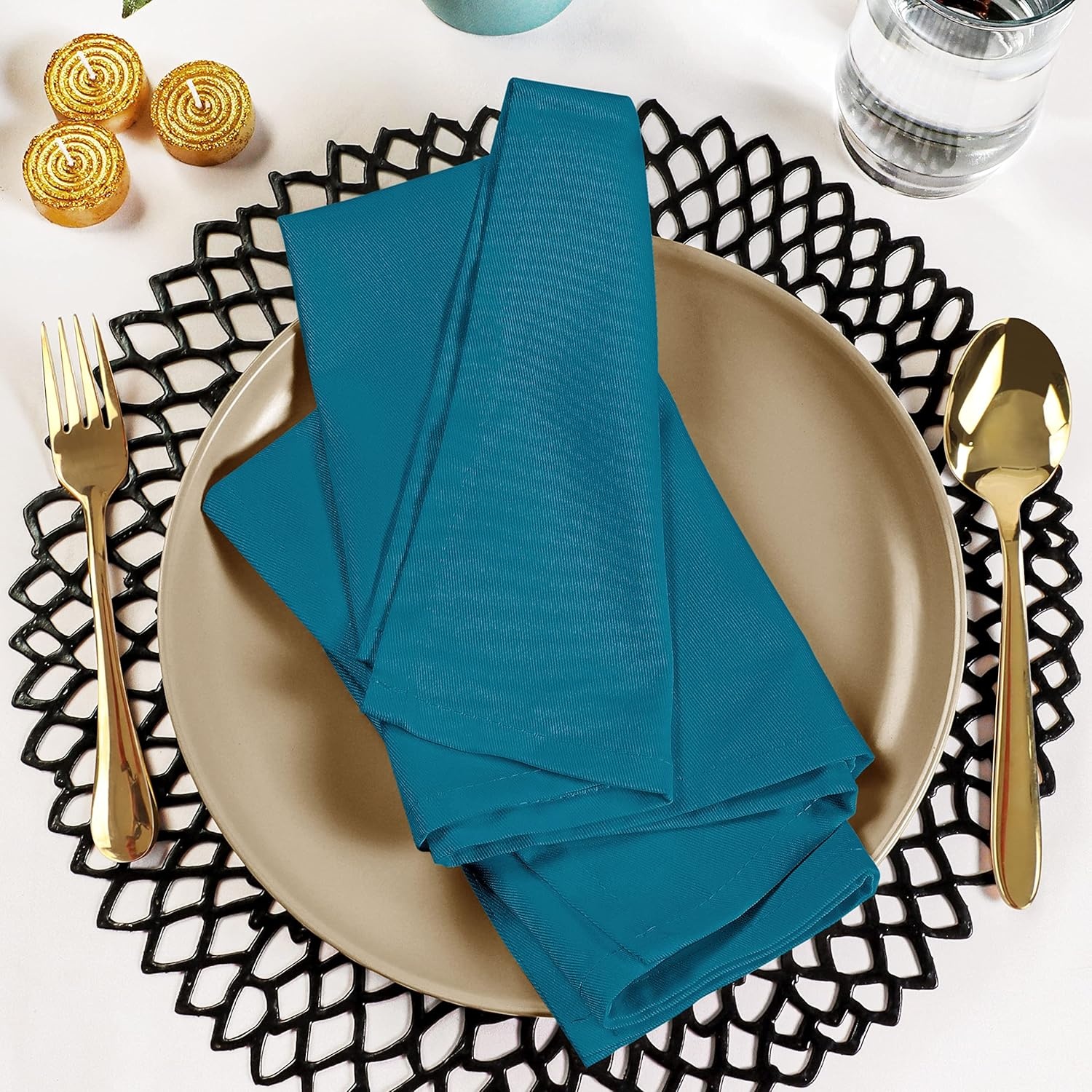 image:imageUtopia Kitchen Black Cloth Napkins 12 Pack 18x18 Inch Absorbent Cotton Blend Washable and Reusable for Dinner Restaurant Lunch Wedding and HotelTeal