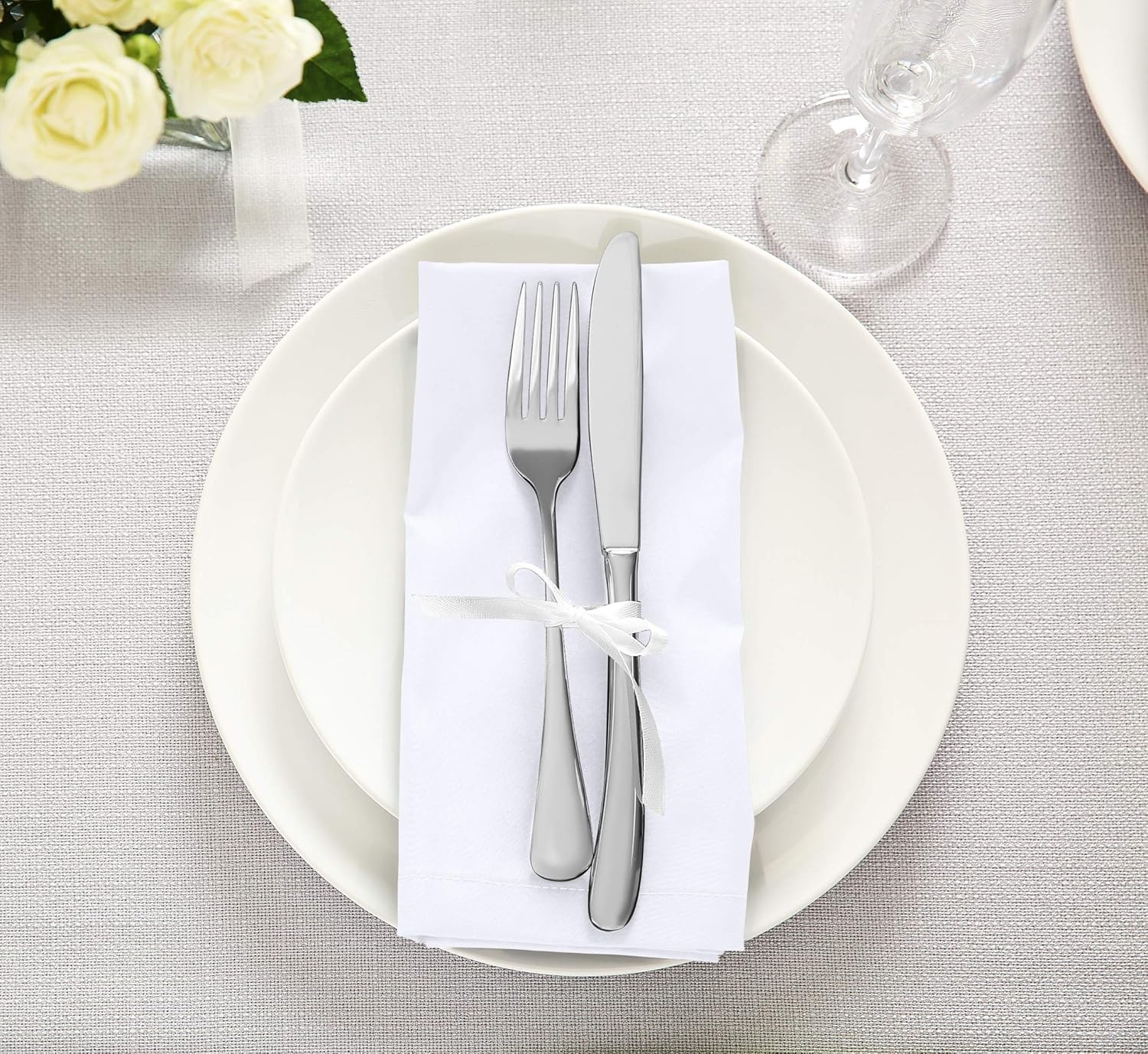 image:imageUtopia Kitchen Black Cloth Napkins 12 Pack 18x18 Inch Absorbent Cotton Blend Washable and Reusable for Dinner Restaurant Lunch Wedding and HotelWhite