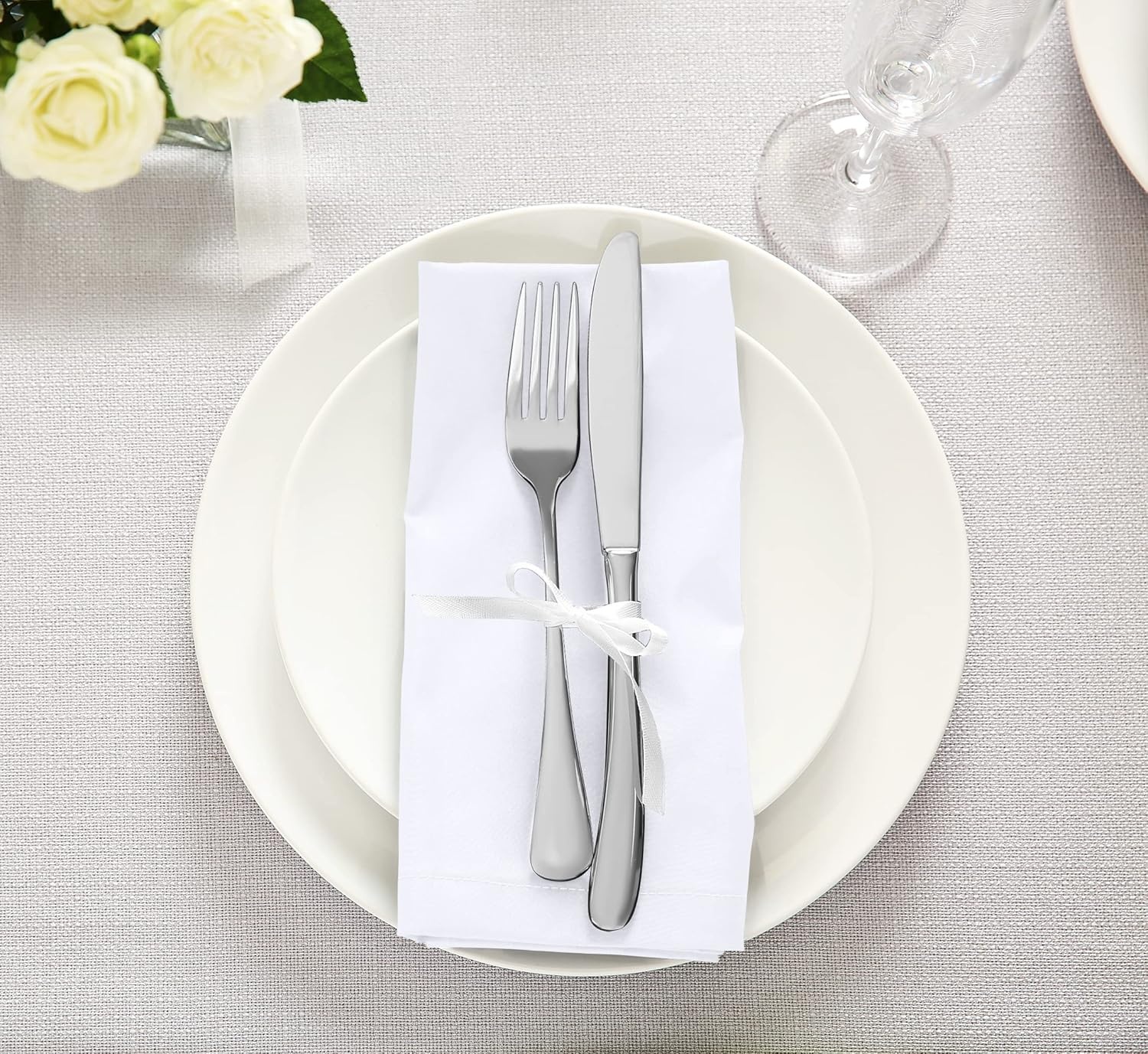 image:imageUtopia Kitchen Black Cloth Napkins 12 Pack 18x18 Inch Absorbent Cotton Blend Washable and Reusable for Dinner Restaurant Lunch Wedding and HotelWhite
