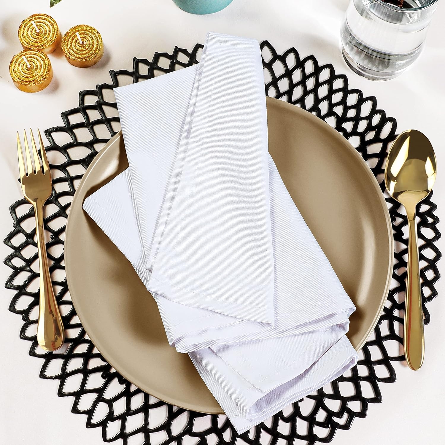 image:imageUtopia Kitchen Black Cloth Napkins 12 Pack 18x18 Inch Absorbent Cotton Blend Washable and Reusable for Dinner Restaurant Lunch Wedding and HotelWhite