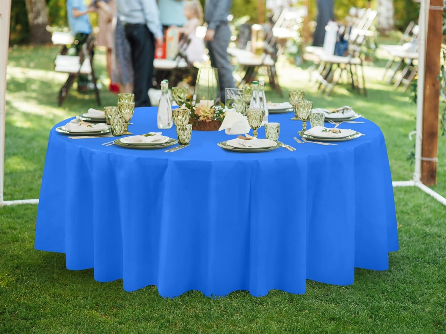 image:imageUtopia Kitchen Plastic Table Cloth Disposable 12 Pack 54x108 Inch Black Gold Dots Rectangle Tablecloth Waterproof Stain Resistant Party Table CoverBlue