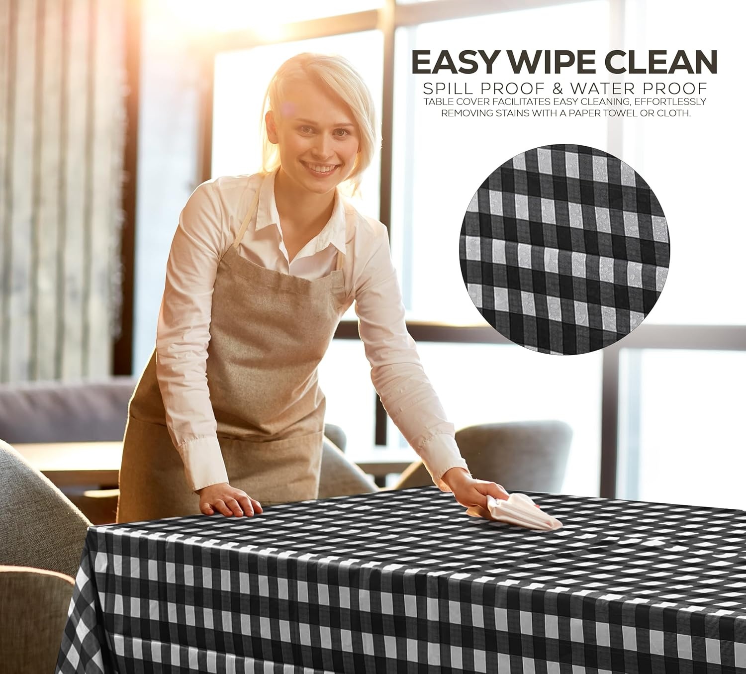 image:imageUtopia Kitchen Plastic Table Cloth Disposable 12 Pack 54x108 Inch Black Gold Dots Rectangle Tablecloth Waterproof Stain Resistant Party Table CoverBlack Check