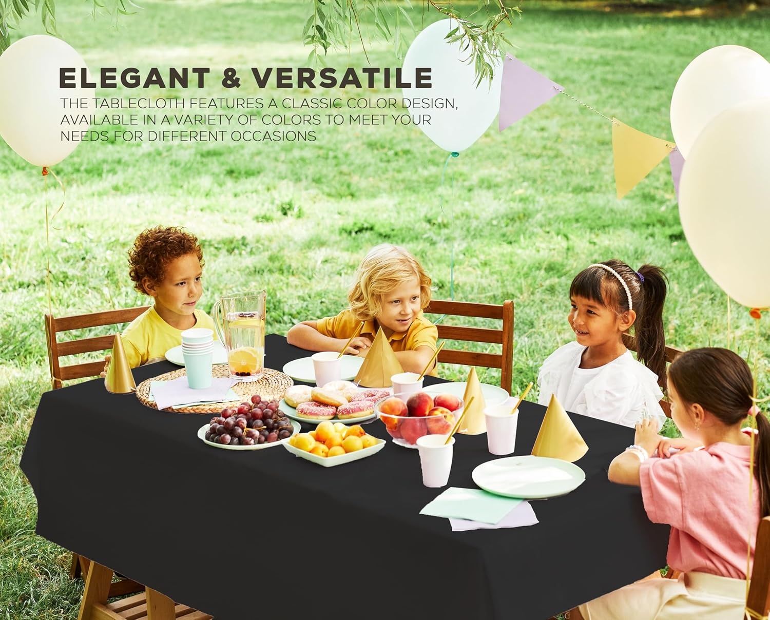 image:imageUtopia Kitchen Plastic Table Cloth Disposable 12 Pack 54x108 Inch Black Gold Dots Rectangle Tablecloth Waterproof Stain Resistant Party Table CoverBlack