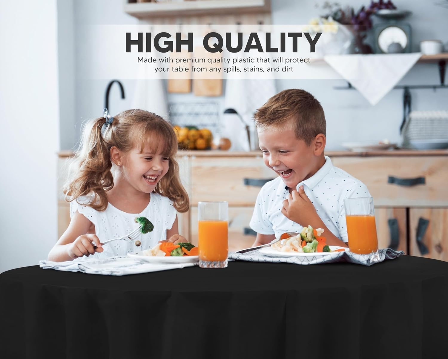 image:imageUtopia Kitchen Plastic Table Cloth Disposable 12 Pack 54x108 Inch Black Gold Dots Rectangle Tablecloth Waterproof Stain Resistant Party Table CoverBlack