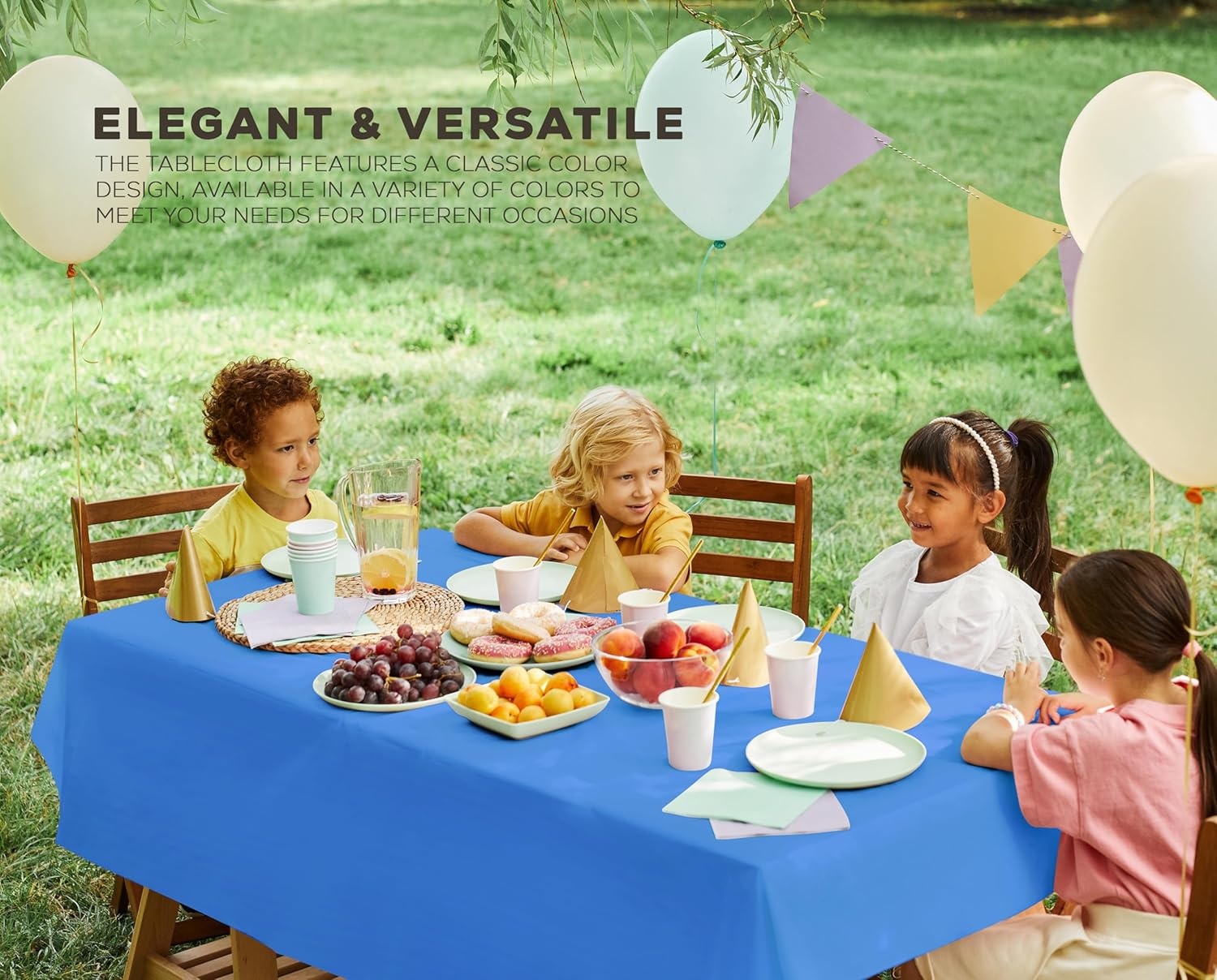 image:imageUtopia Kitchen Plastic Table Cloth Disposable 12 Pack 54x108 Inch Black Gold Dots Rectangle Tablecloth Waterproof Stain Resistant Party Table CoverBlue