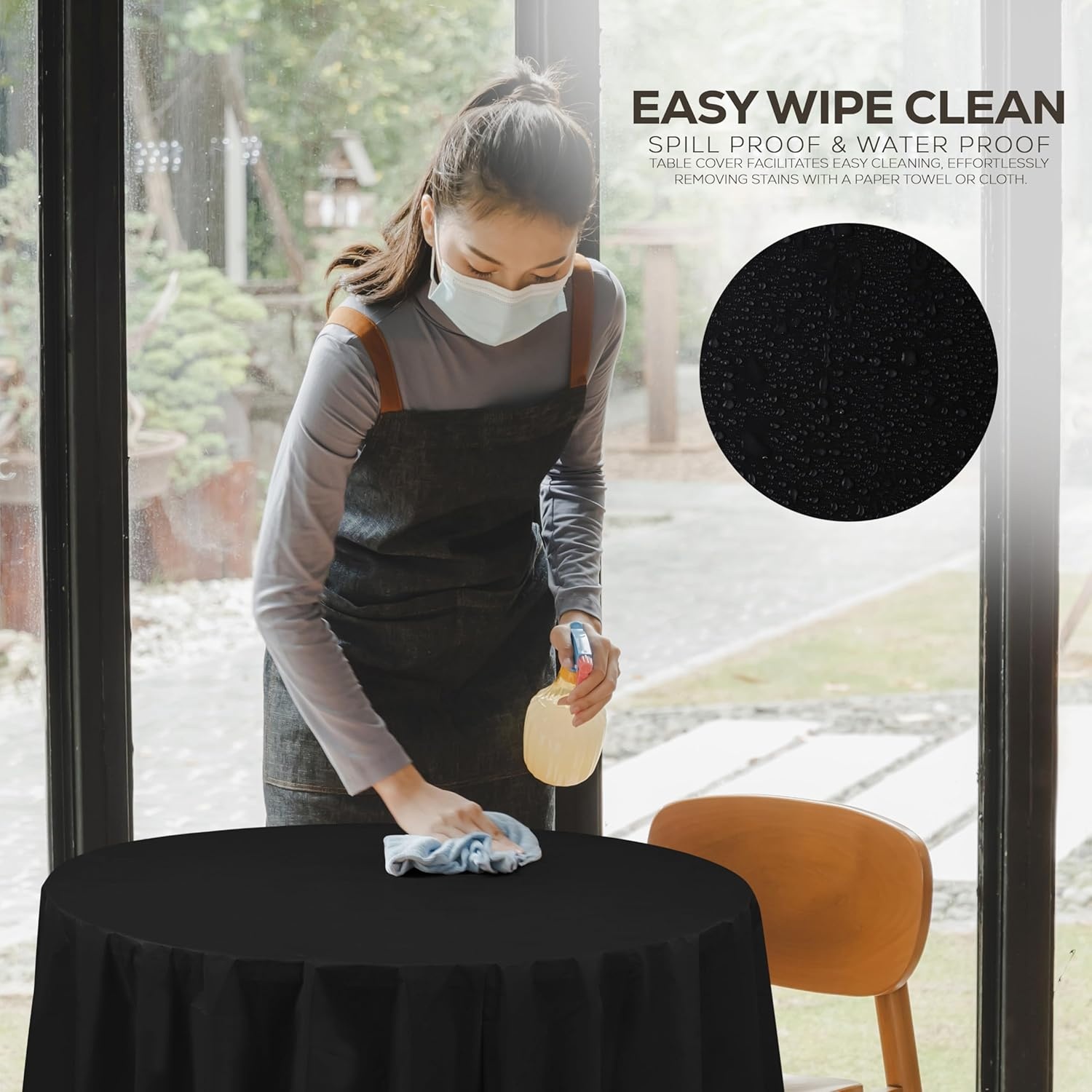 image:imageUtopia Kitchen Plastic Table Cloth Disposable 12 Pack 54x108 Inch Black Gold Dots Rectangle Tablecloth Waterproof Stain Resistant Party Table CoverBlack