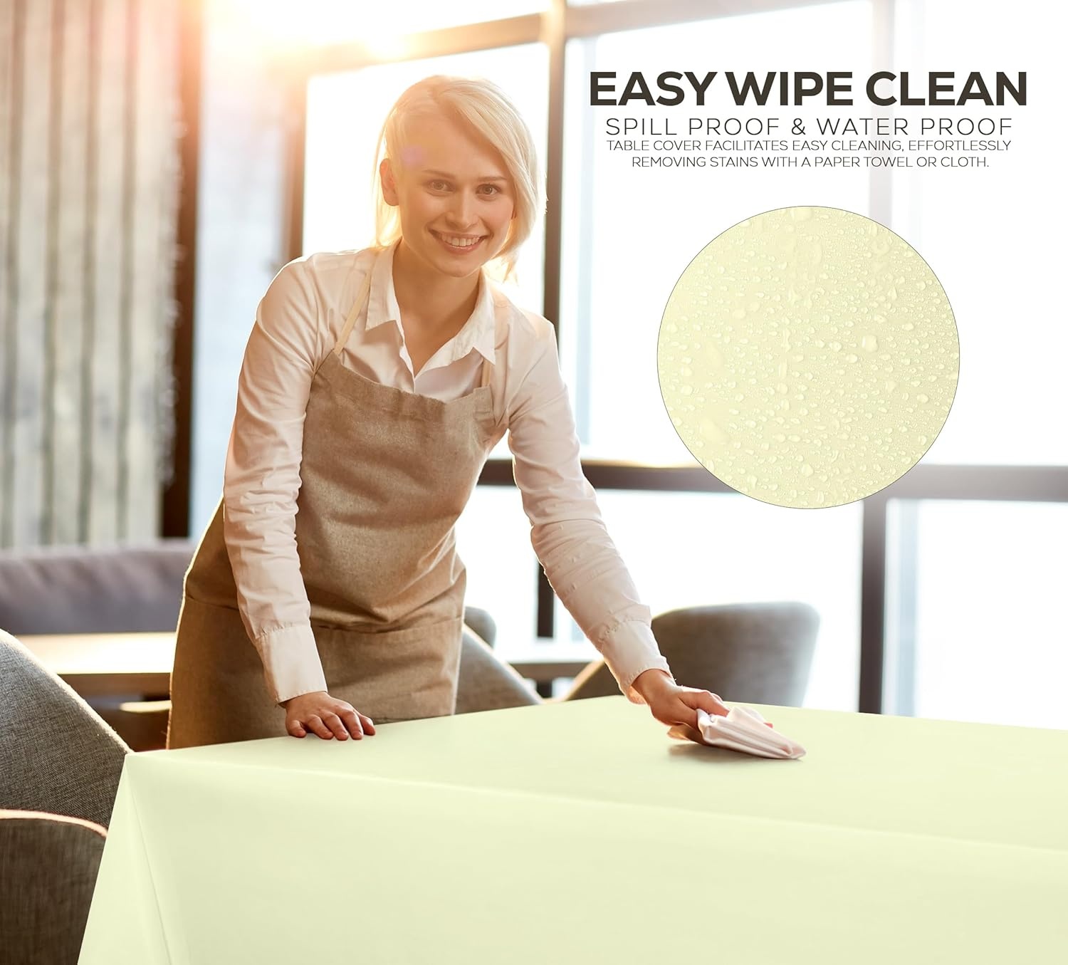 image:imageUtopia Kitchen Plastic Table Cloth Disposable 12 Pack 54x108 Inch Black Gold Dots Rectangle Tablecloth Waterproof Stain Resistant Party Table CoverIvory
