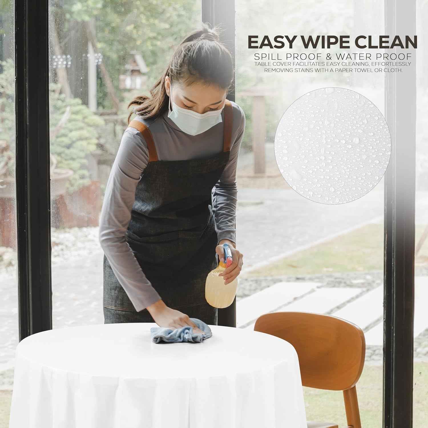 image:imageUtopia Kitchen Plastic Table Cloth Disposable 12 Pack 54x108 Inch Black Gold Dots Rectangle Tablecloth Waterproof Stain Resistant Party Table CoverWhite