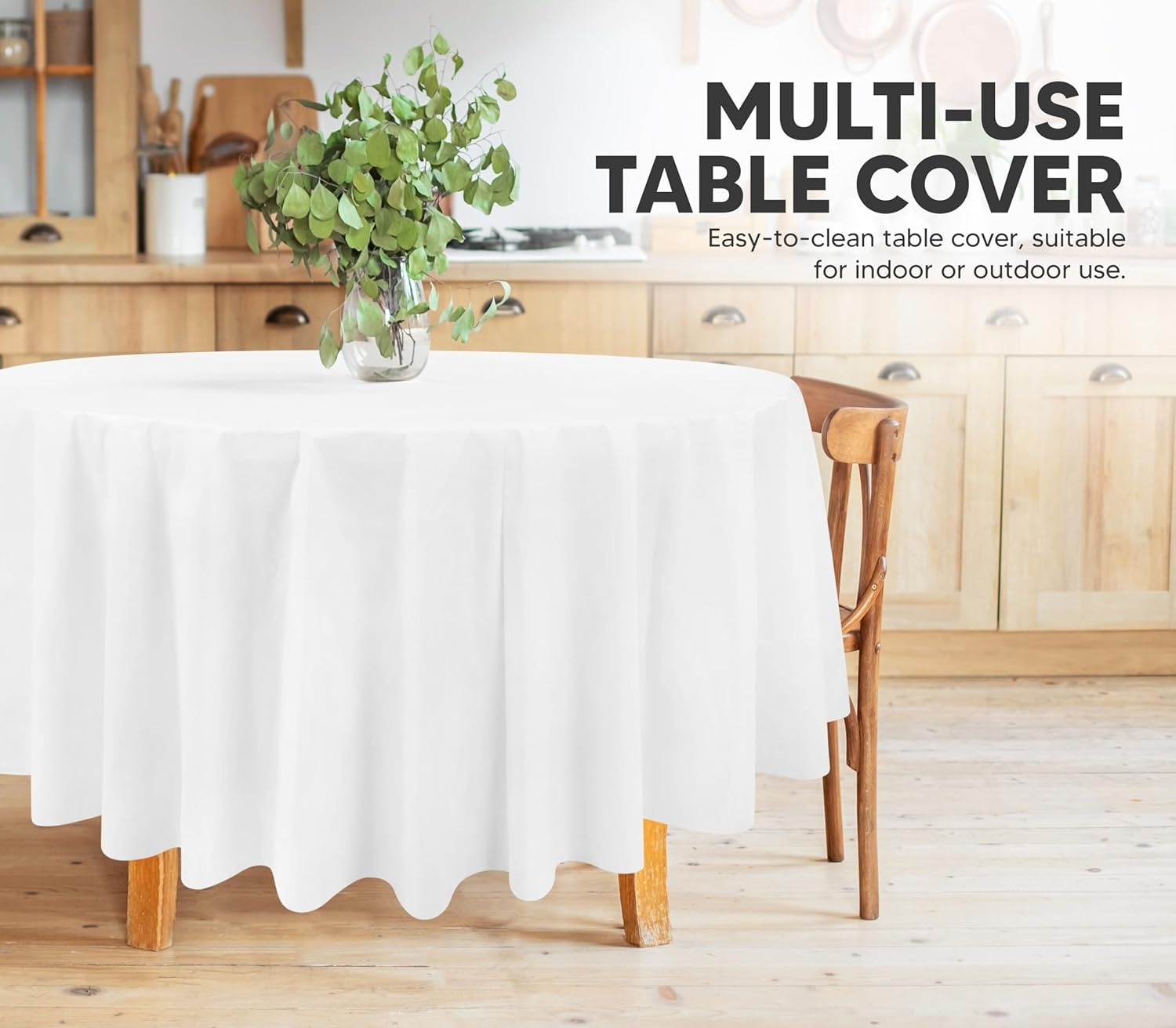 image:imageUtopia Kitchen Plastic Table Cloth Disposable 12 Pack 54x108 Inch Black Gold Dots Rectangle Tablecloth Waterproof Stain Resistant Party Table CoverWhite