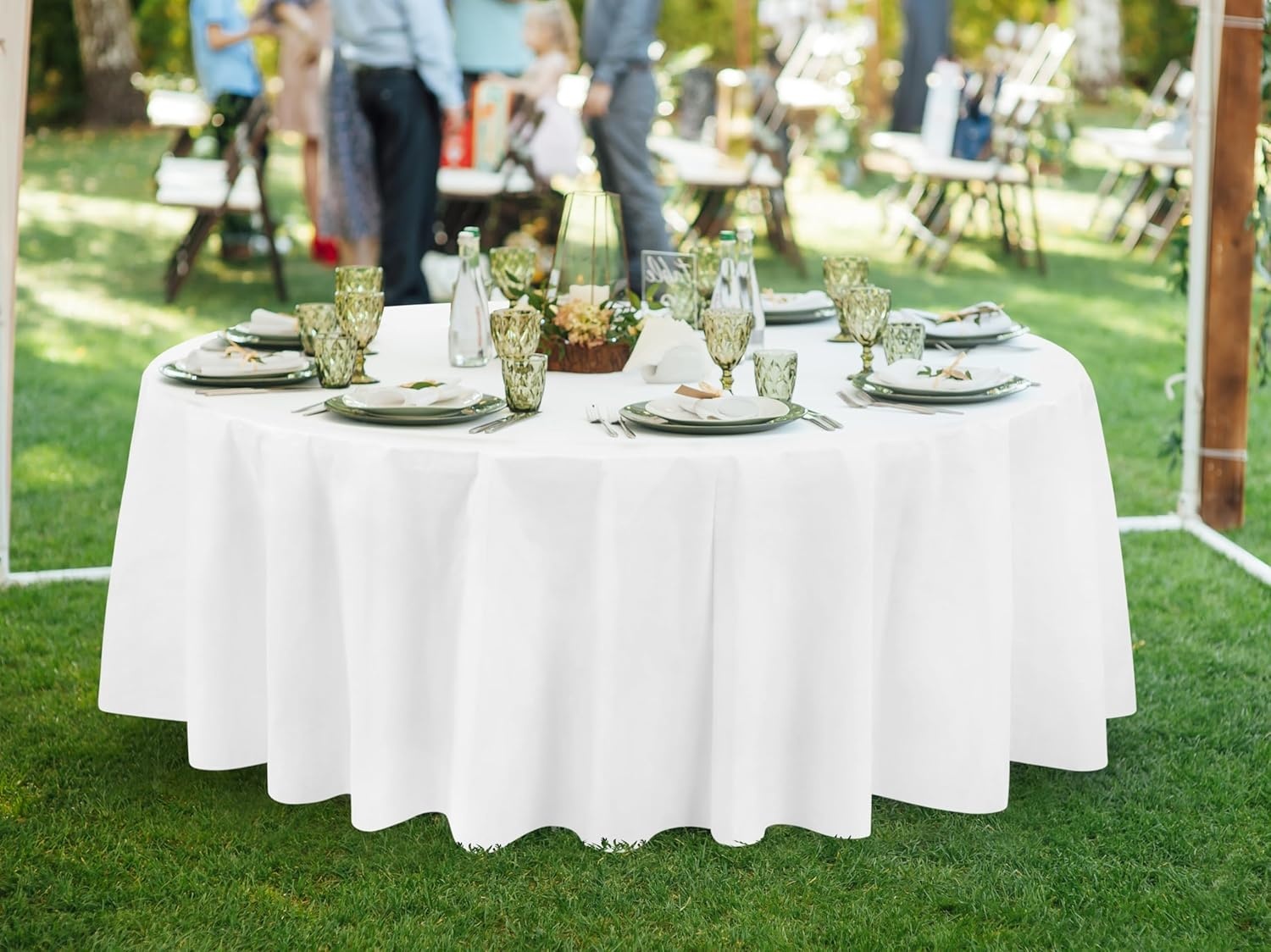 image:imageUtopia Kitchen Plastic Table Cloth Disposable 12 Pack 54x108 Inch Black Gold Dots Rectangle Tablecloth Waterproof Stain Resistant Party Table CoverWhite
