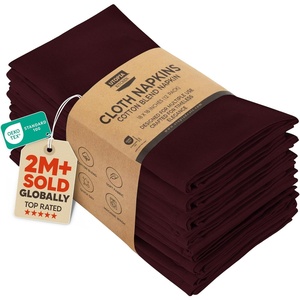 image:imageUtopia Kitchen Black Cloth Napkins 12 Pack 18x18 Inch Absorbent Cotton Blend Washable and Reusable for Dinner Restaurant Lunch Wedding and HotelBurgundy