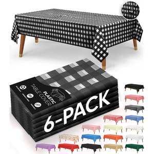 image:imageUtopia Kitchen Plastic Table Cloth Disposable 12 Pack  54x108 Inch Black Gold Dots Rectangle Tablecloth Waterproof Stain Resistant Party Table CoverBlack Check
