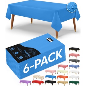 image:imageUtopia Kitchen Plastic Table Cloth Disposable 12 Pack  54x108 Inch Black Gold Dots Rectangle Tablecloth Waterproof Stain Resistant Party Table CoverBlue