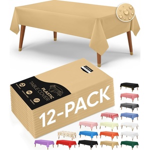 image:imageUtopia Kitchen Plastic Table Cloth Disposable 12 Pack  54x108 Inch Black Gold Dots Rectangle Tablecloth Waterproof Stain Resistant Party Table CoverGold