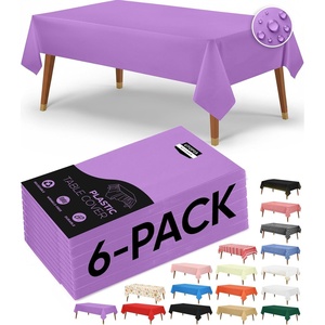 image:imageUtopia Kitchen Plastic Table Cloth Disposable 12 Pack  54x108 Inch Black Gold Dots Rectangle Tablecloth Waterproof Stain Resistant Party Table CoverLavender