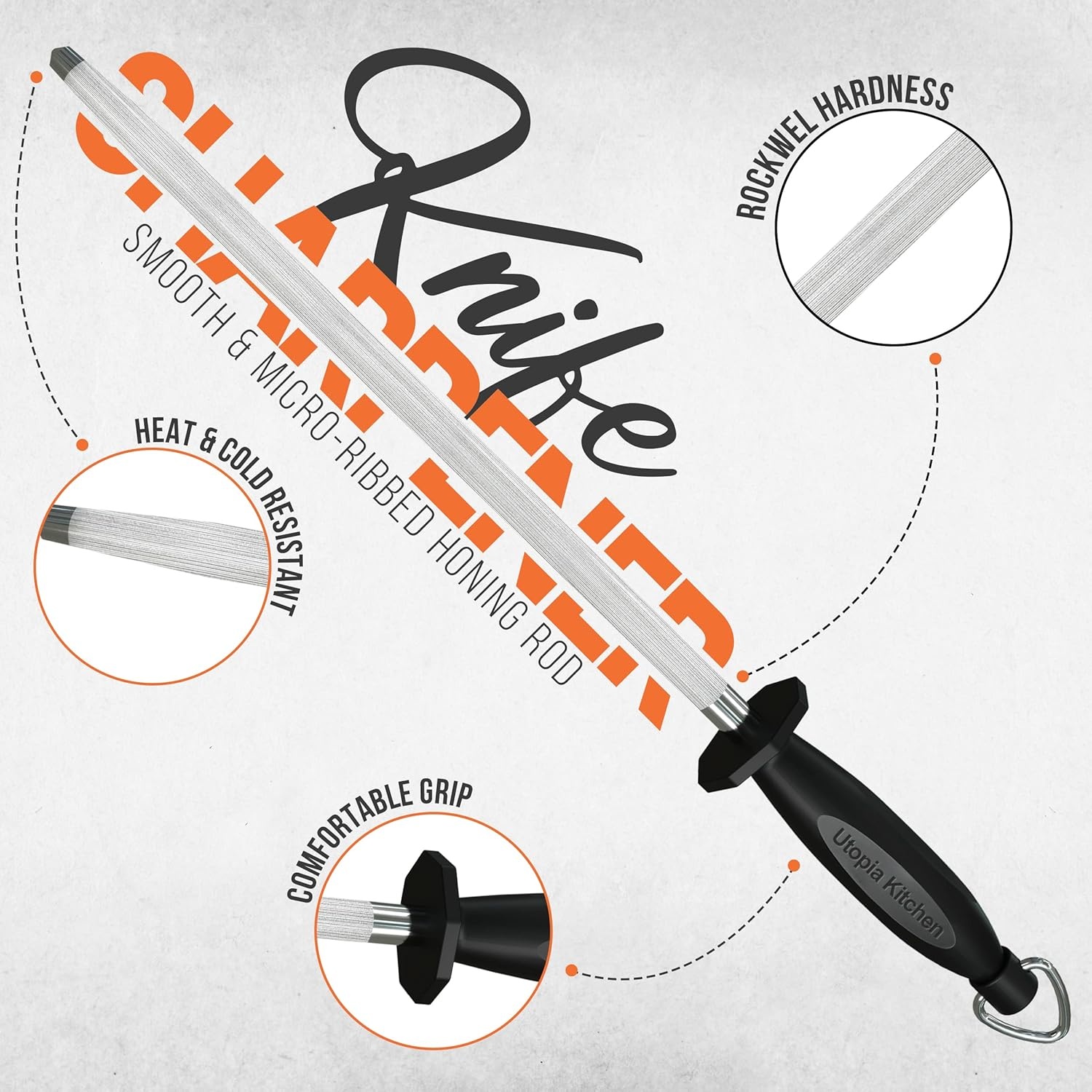 image:imageUtopia Kitchen 10 Inch Honing Steel Knife Sharpening Steel Sharpening Rod Black