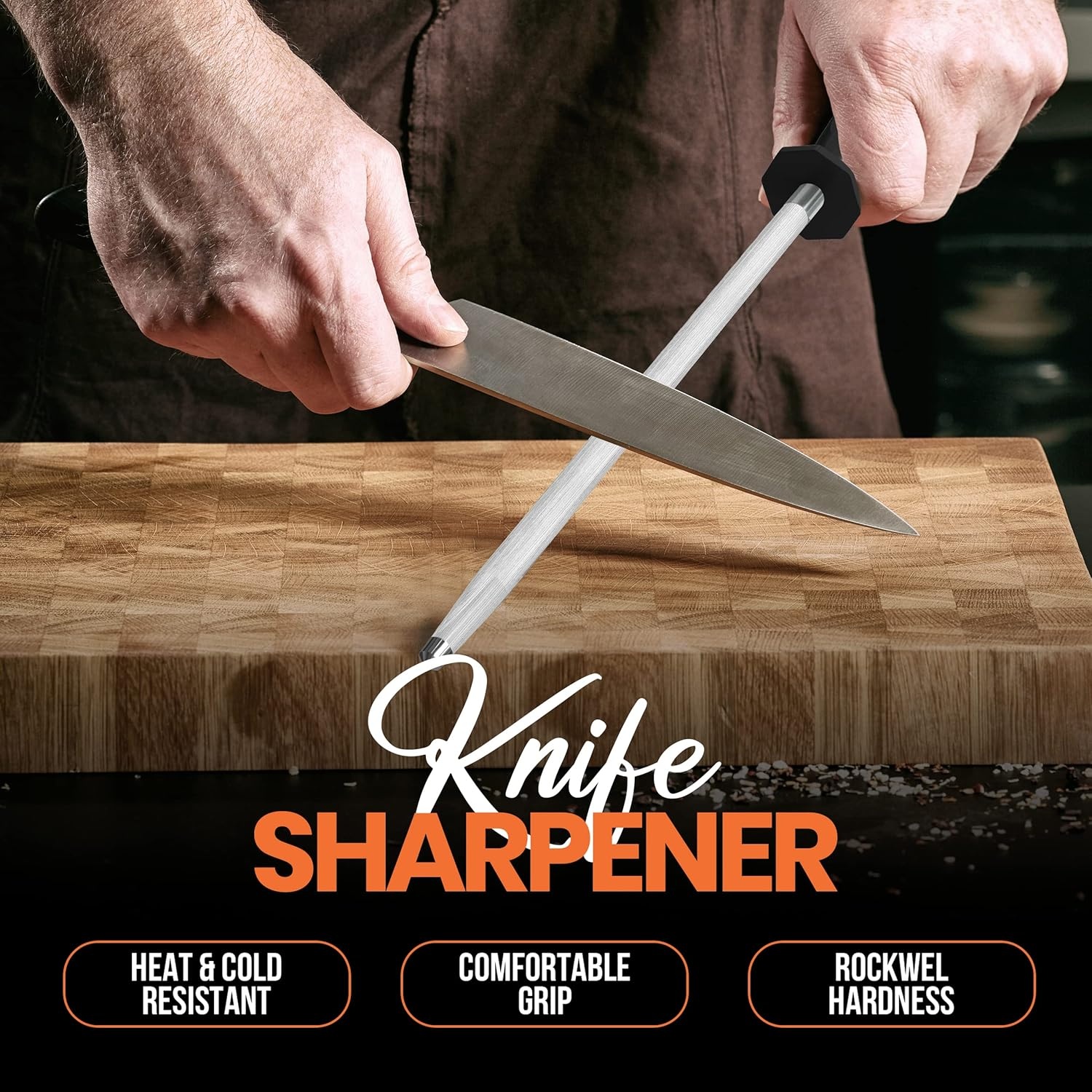 image:imageUtopia Kitchen 10 Inch Honing Steel Knife Sharpening Steel Sharpening Rod Black