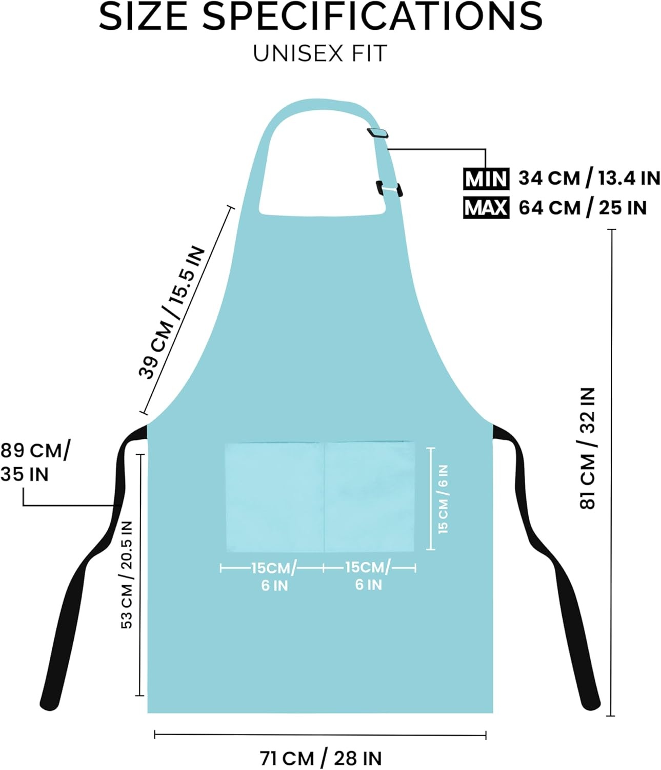 image:imageUtopia Kitchen 2 Pack Bib Apron Adjustable with 2 Pockets Water and Oil Resistant Cooking Kitchen Chef Apron for Women MenAqua