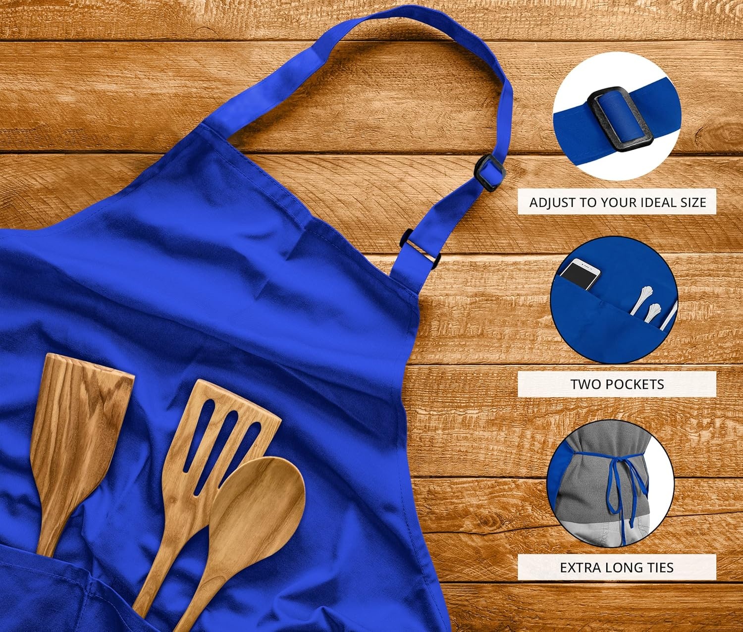 image:imageUtopia Kitchen 2 Pack Bib Apron Adjustable with 2 Pockets Water and Oil Resistant Cooking Kitchen Chef Apron for Women MenBlue