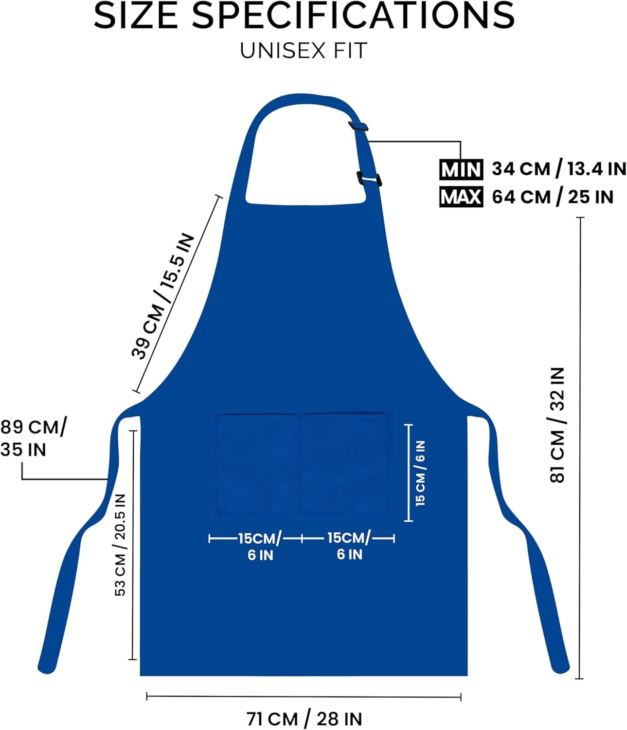 image:imageUtopia Kitchen 2 Pack Bib Apron Adjustable with 2 Pockets Water and Oil Resistant Cooking Kitchen Chef Apron for Women MenBlue