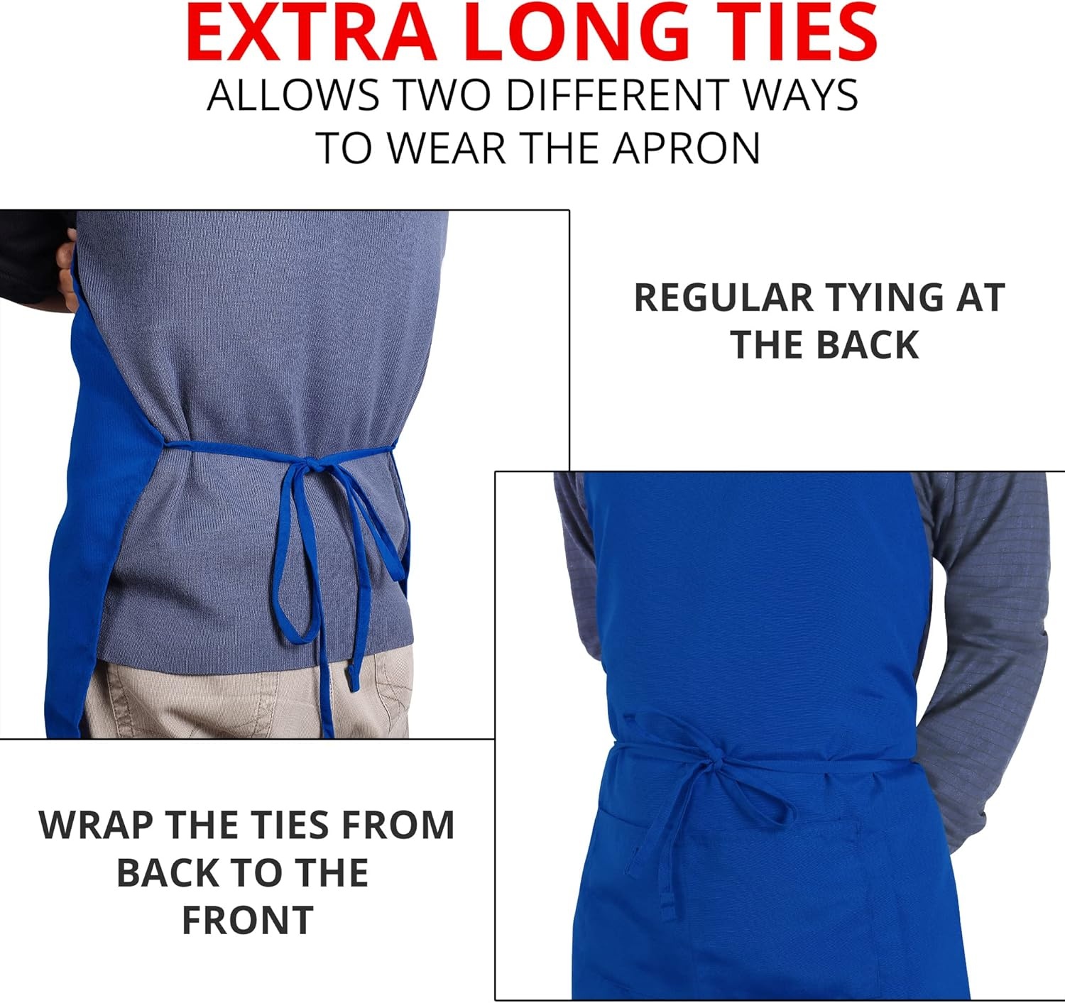 image:imageUtopia Kitchen 2 Pack Bib Apron Adjustable with 2 Pockets Water and Oil Resistant Cooking Kitchen Chef Apron for Women MenBlue