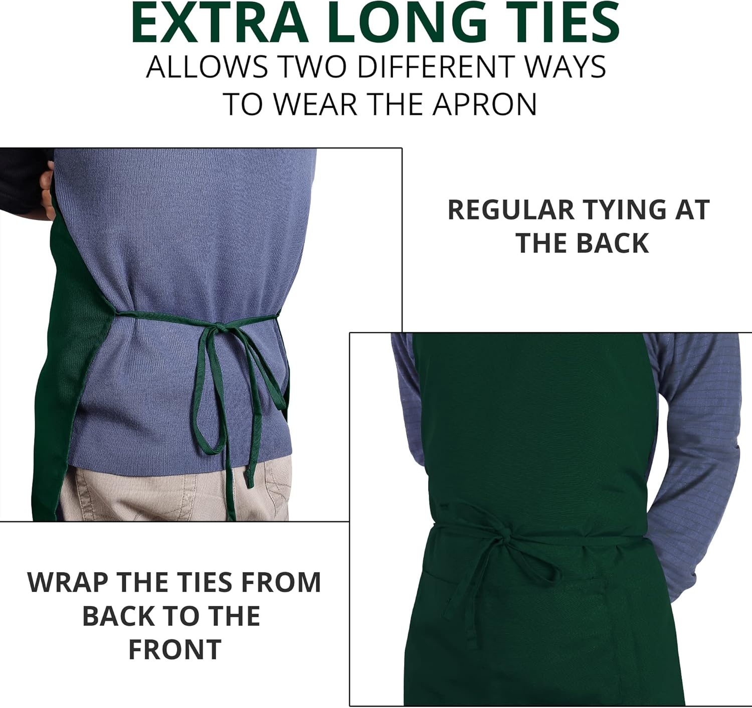 image:imageUtopia Kitchen 2 Pack Bib Apron Adjustable with 2 Pockets Water and Oil Resistant Cooking Kitchen Chef Apron for Women MenGreen