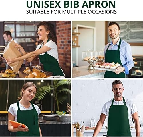 image:imageUtopia Kitchen 2 Pack Bib Apron Adjustable with 2 Pockets Water and Oil Resistant Cooking Kitchen Chef Apron for Women MenGreen