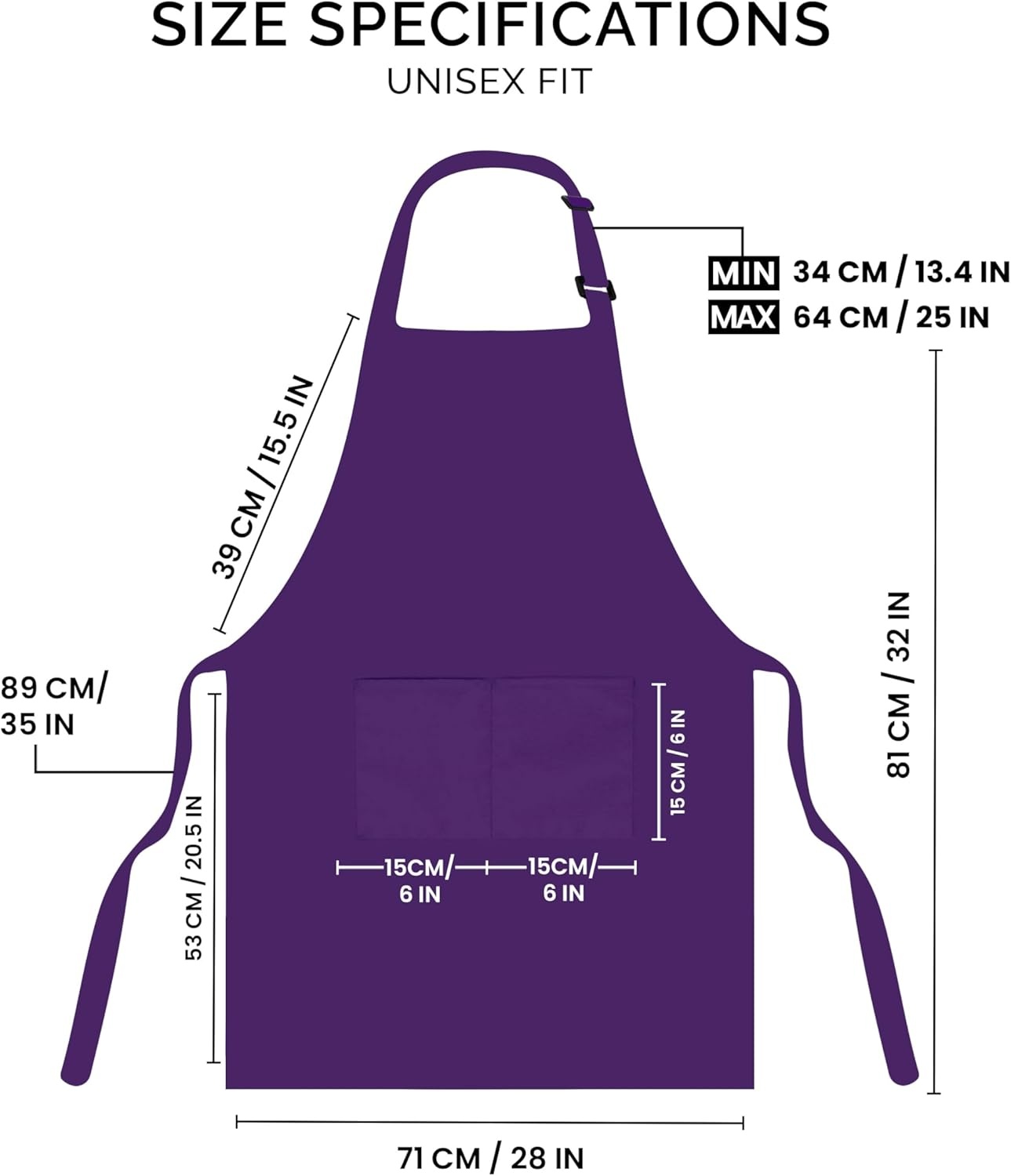 image:imageUtopia Kitchen 2 Pack Bib Apron Adjustable with 2 Pockets Water and Oil Resistant Cooking Kitchen Chef Apron for Women MenPurple