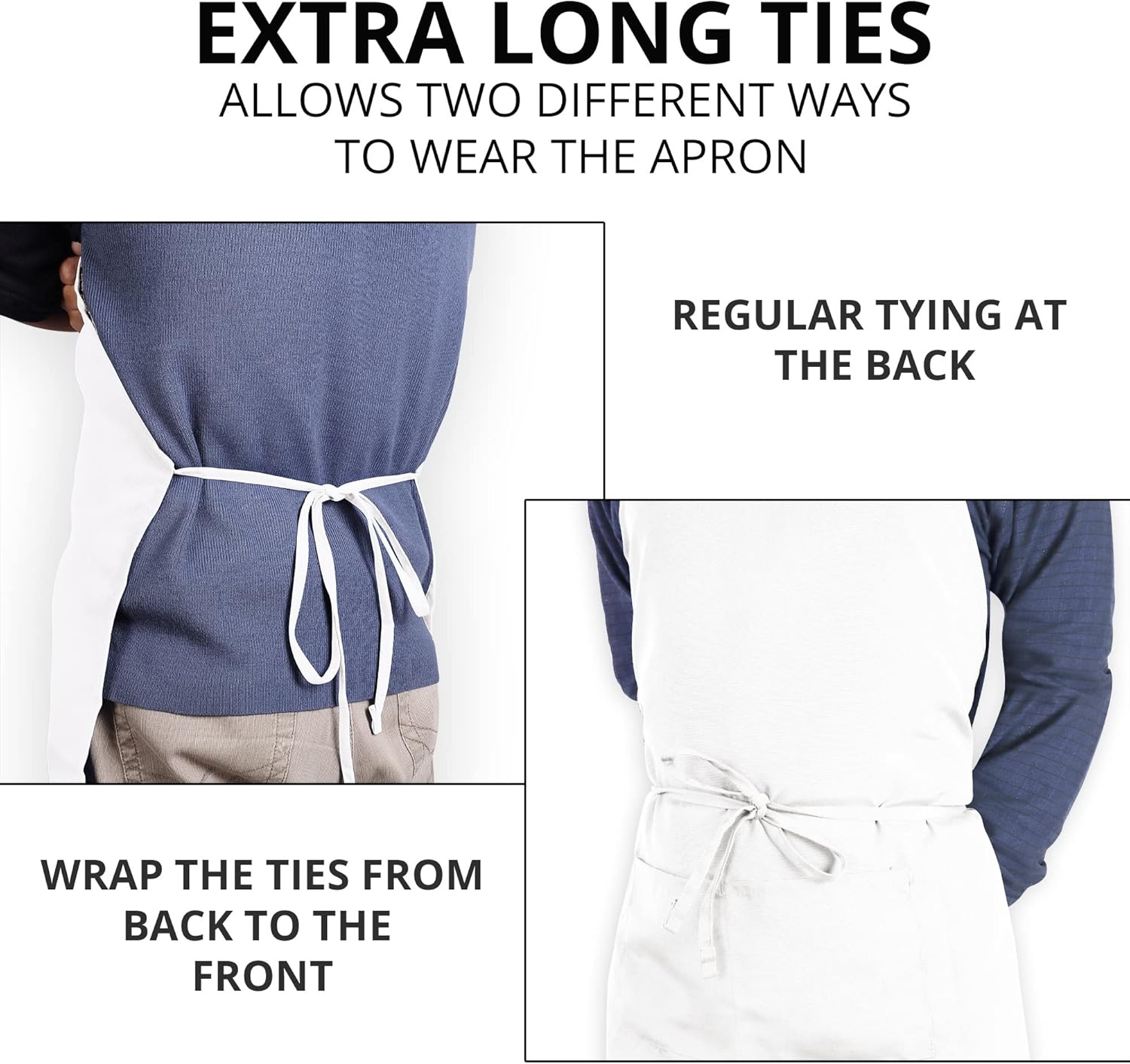 image:imageUtopia Kitchen 2 Pack Bib Apron Adjustable with 2 Pockets Water and Oil Resistant Cooking Kitchen Chef Apron for Women MenWhite