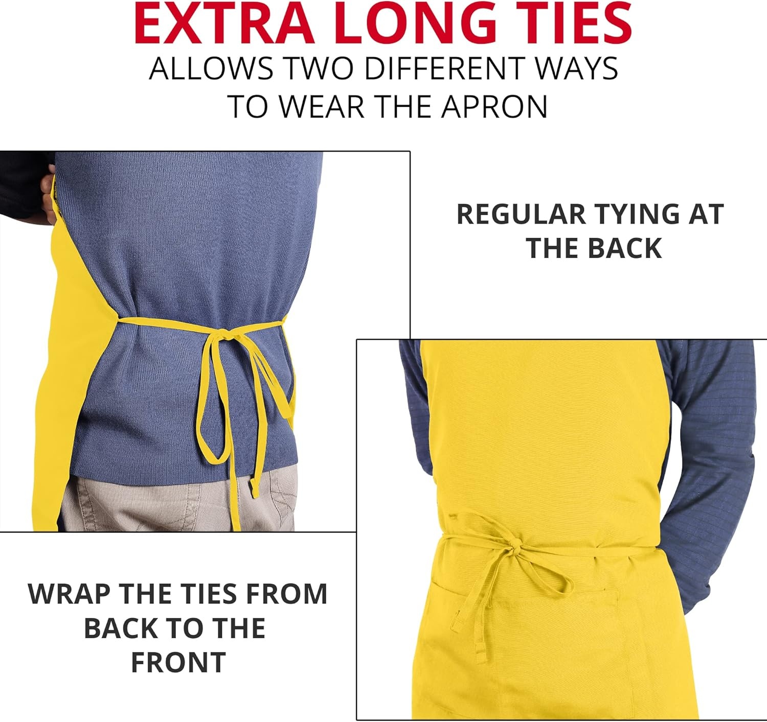 image:imageUtopia Kitchen 2 Pack Bib Apron Adjustable with 2 Pockets Water and Oil Resistant Cooking Kitchen Chef Apron for Women MenYellow