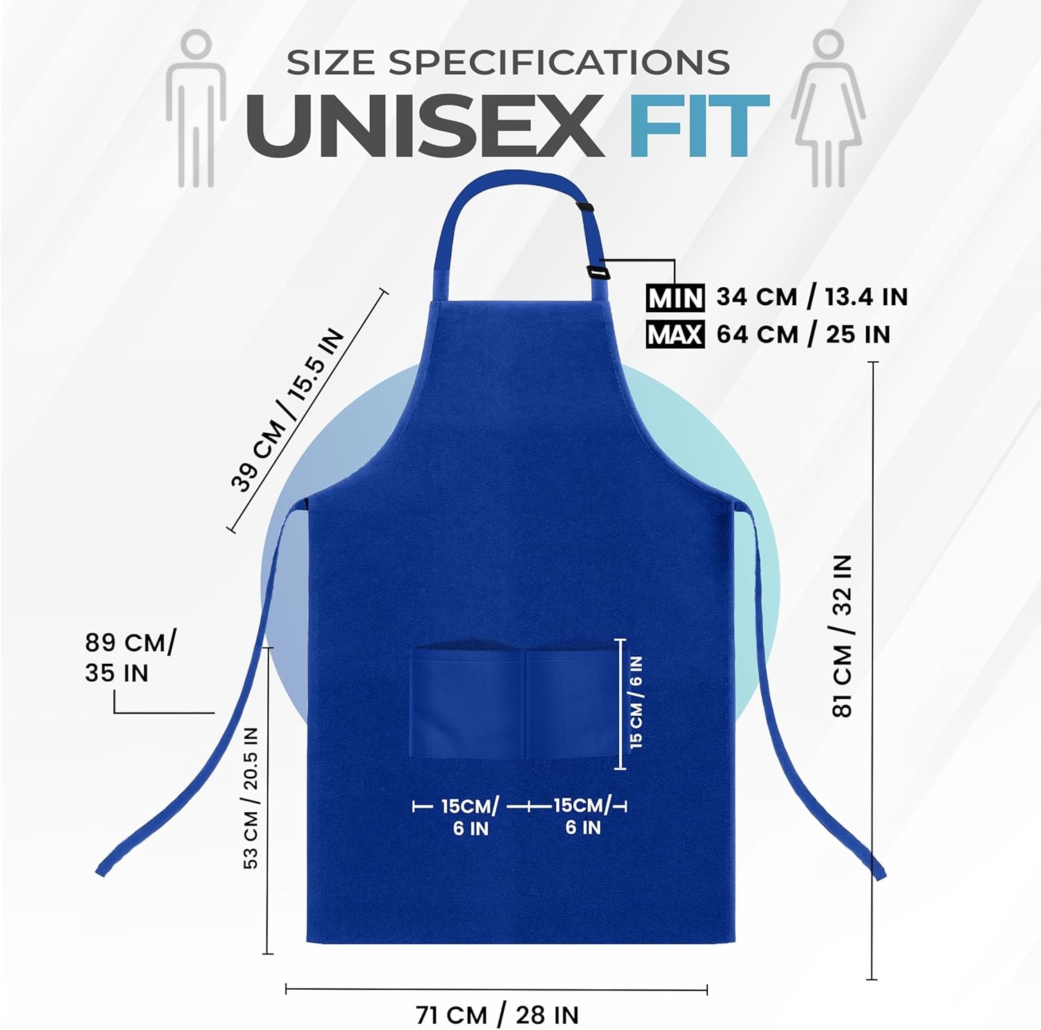 image:imageUtopia Kitchen 4 Pack Bib Apron Adjustable with 2 Pockets Water and Oil Resistant Cooking Kitchen Chef Apron for Women MenBlue