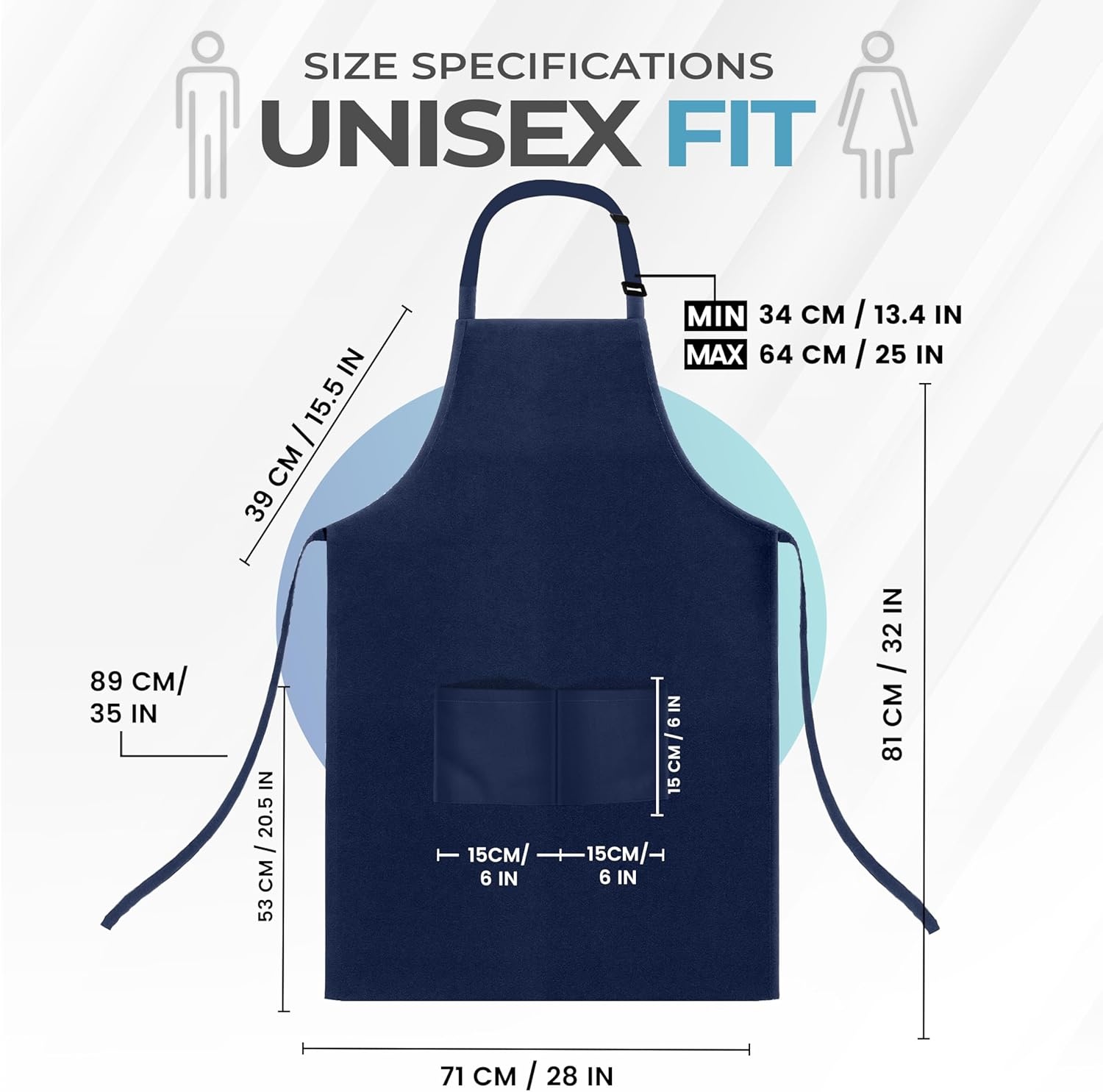 image:imageUtopia Kitchen 4 Pack Bib Apron Adjustable with 2 Pockets Water and Oil Resistant Cooking Kitchen Chef Apron for Women MenNavy