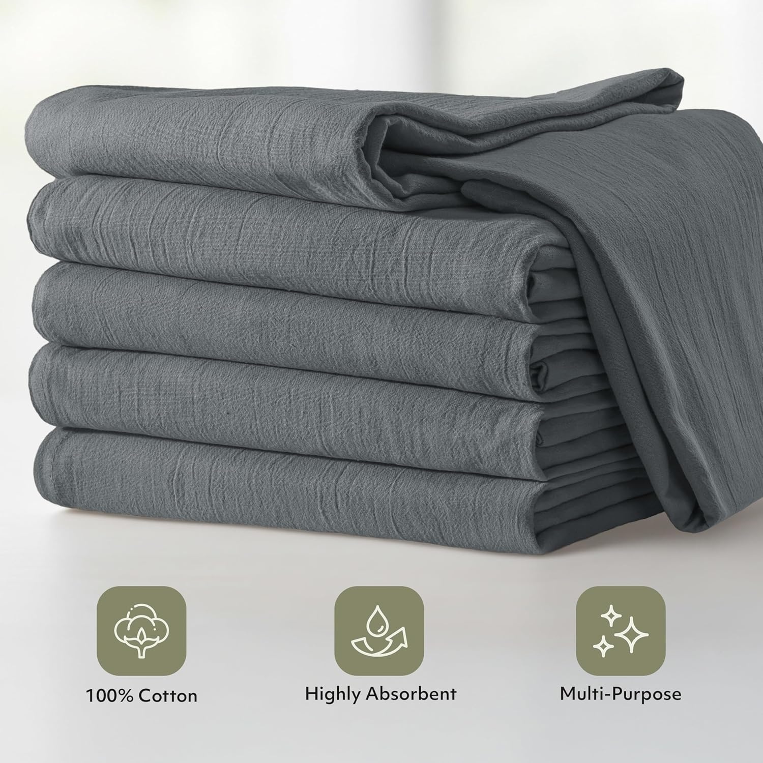 image:imageUtopia Kitchen Light Grey Flour Sack Towels 12 Pack 28 x 28 Inch 100 Cotton Tea Towels for Cleaning amp Drying Highly Absorbent Kitchen Dish ClothLight Grey