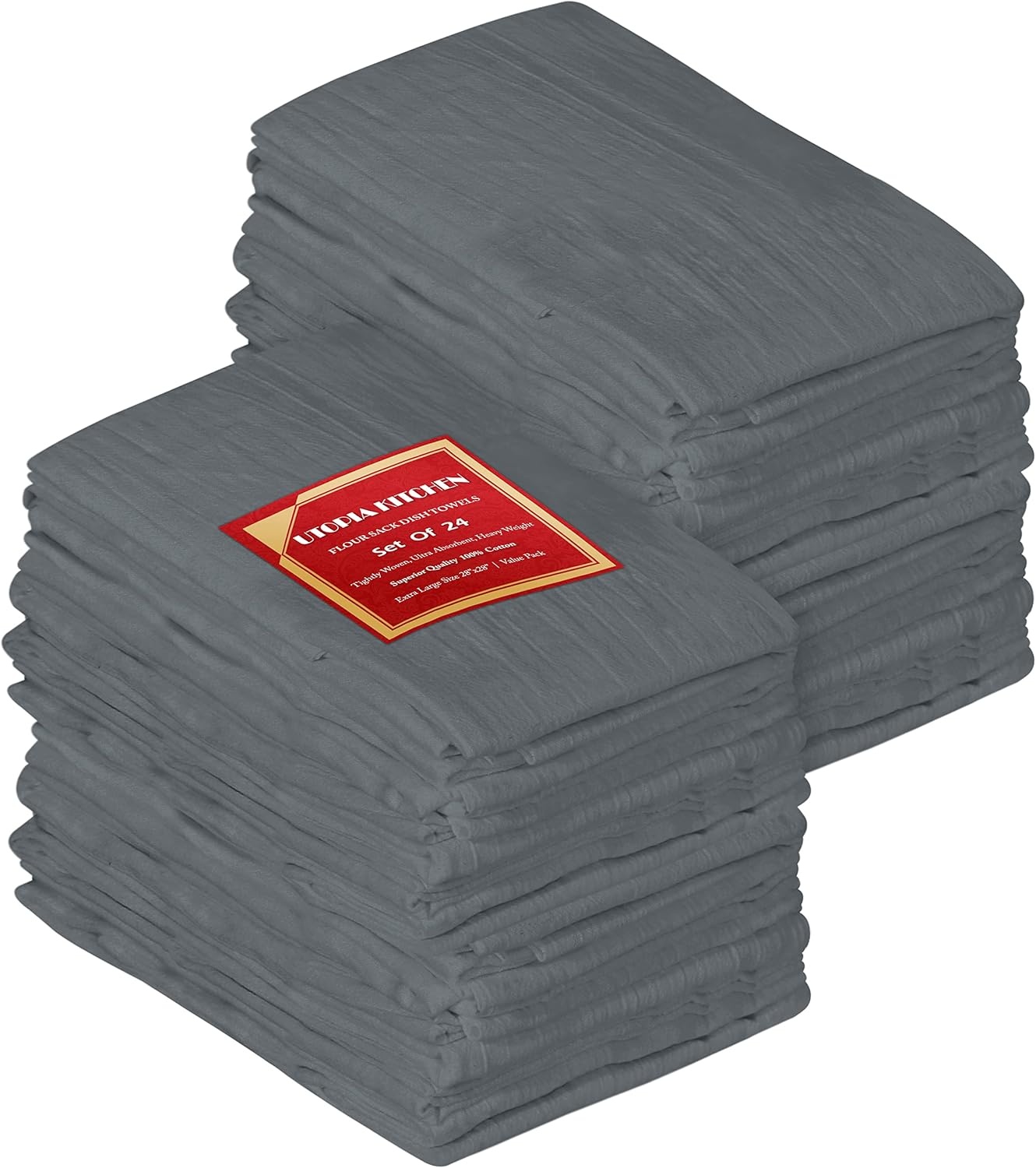 image:imageUtopia Kitchen Light Grey Flour Sack Towels 12 Pack 28 x 28 Inch 100 Cotton Tea Towels for Cleaning amp Drying Highly Absorbent Kitchen Dish ClothLight Grey