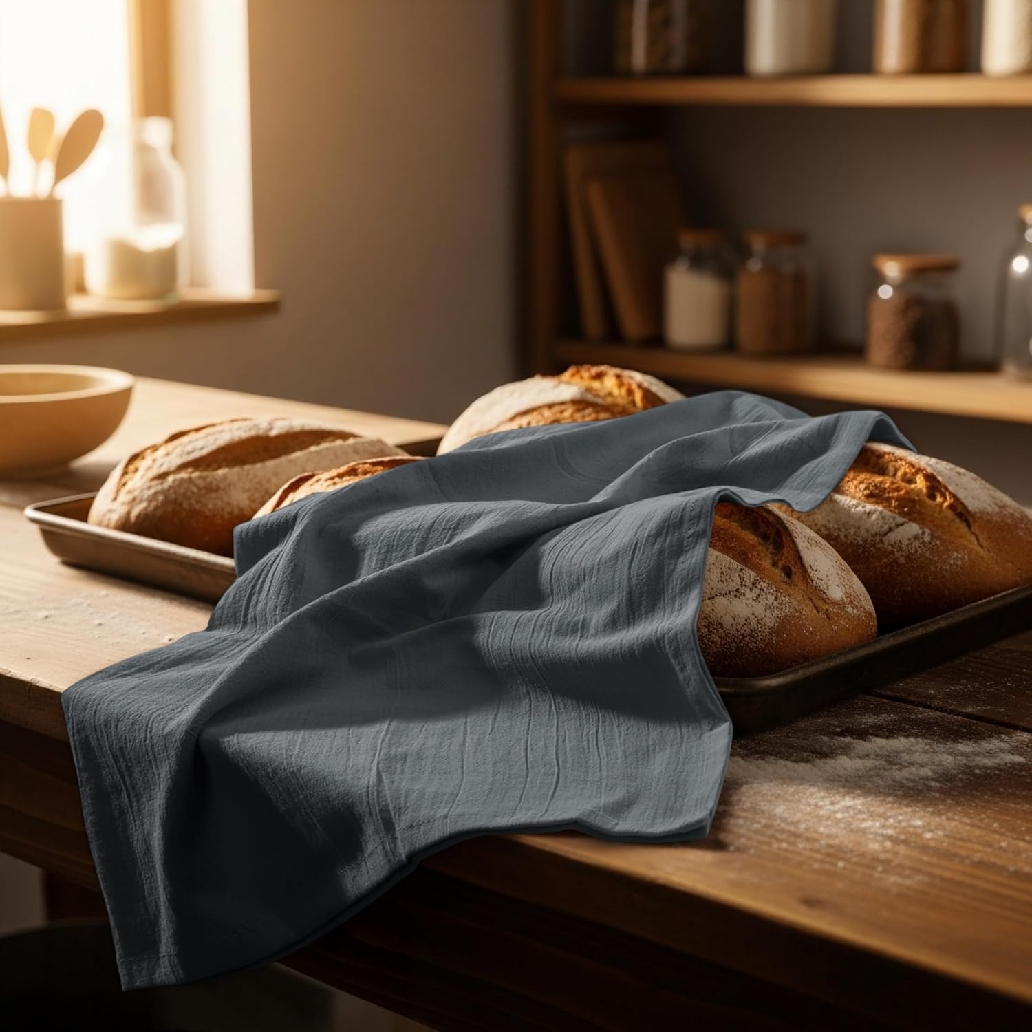 image:imageUtopia Kitchen Light Grey Flour Sack Towels 12 Pack 28 x 28 Inch 100 Cotton Tea Towels for Cleaning amp Drying Highly Absorbent Kitchen Dish ClothLight Grey