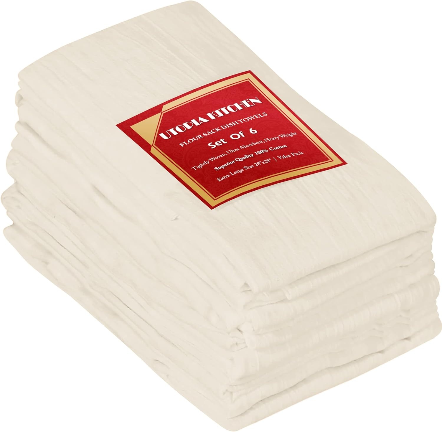 image:imageUtopia Kitchen Light Grey Flour Sack Towels 12 Pack 28 x 28 Inch 100 Cotton Tea Towels for Cleaning amp Drying Highly Absorbent Kitchen Dish ClothNatural