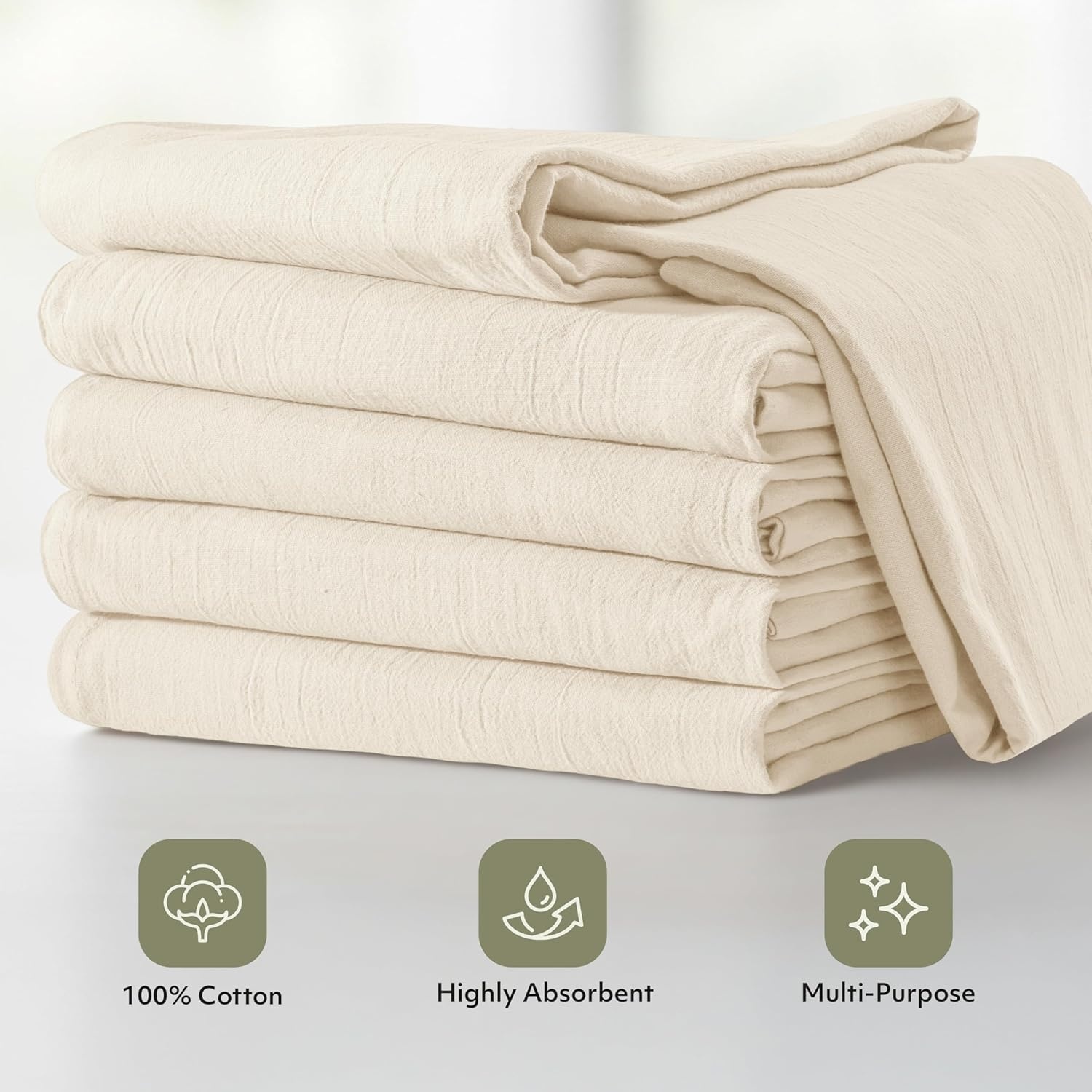 image:imageUtopia Kitchen Light Grey Flour Sack Towels 12 Pack 28 x 28 Inch 100 Cotton Tea Towels for Cleaning amp Drying Highly Absorbent Kitchen Dish ClothNatural