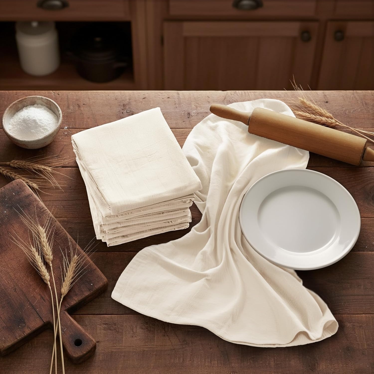 image:imageUtopia Kitchen Light Grey Flour Sack Towels 12 Pack 28 x 28 Inch 100 Cotton Tea Towels for Cleaning amp Drying Highly Absorbent Kitchen Dish ClothNatural
