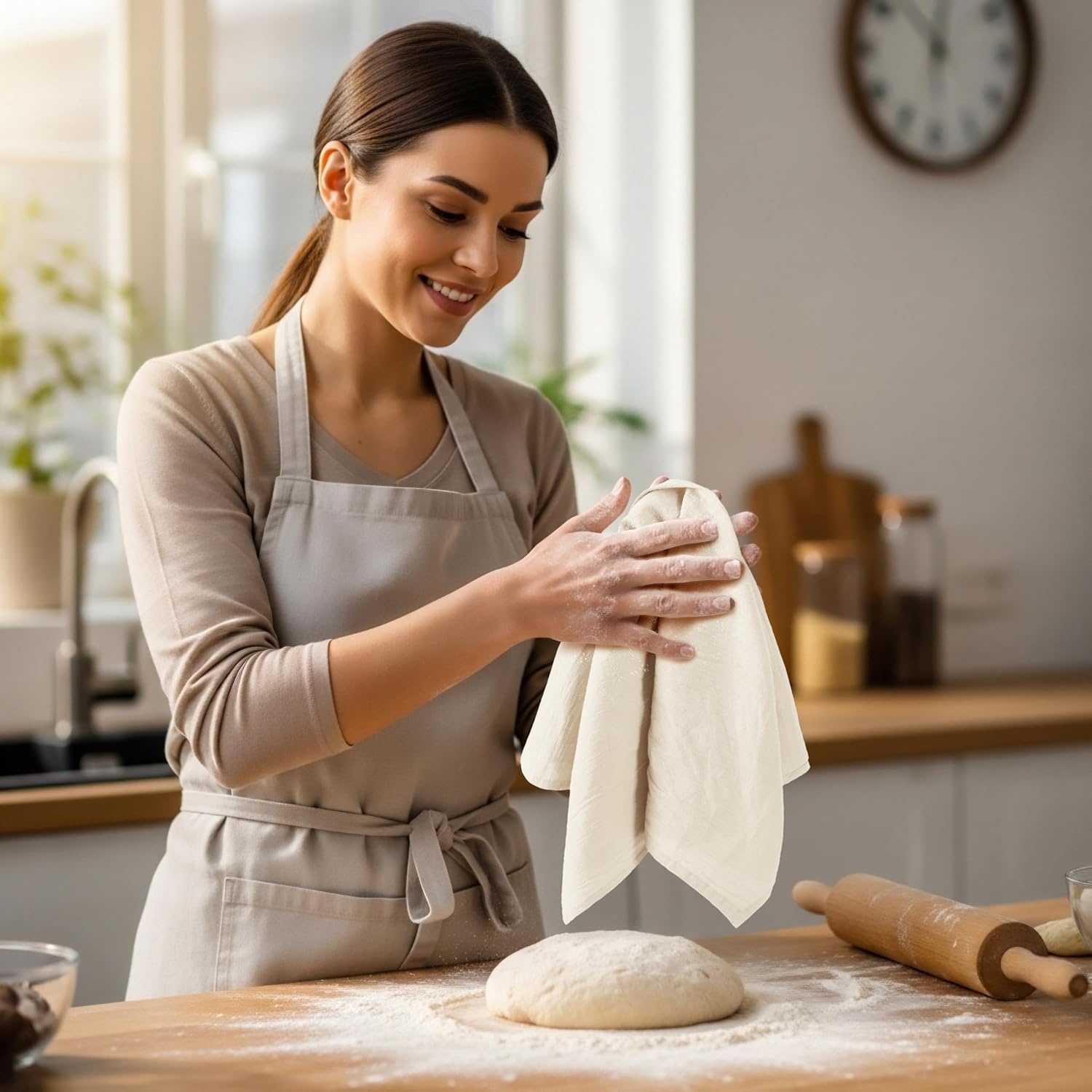 image:imageUtopia Kitchen Light Grey Flour Sack Towels 12 Pack 28 x 28 Inch 100 Cotton Tea Towels for Cleaning amp Drying Highly Absorbent Kitchen Dish ClothNatural