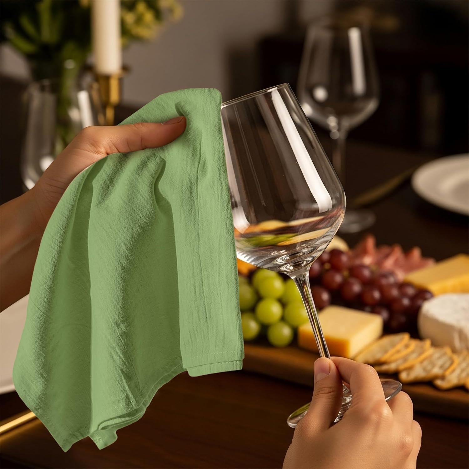 image:imageUtopia Kitchen Light Grey Flour Sack Towels 12 Pack 28 x 28 Inch 100 Cotton Tea Towels for Cleaning amp Drying Highly Absorbent Kitchen Dish ClothSage Green