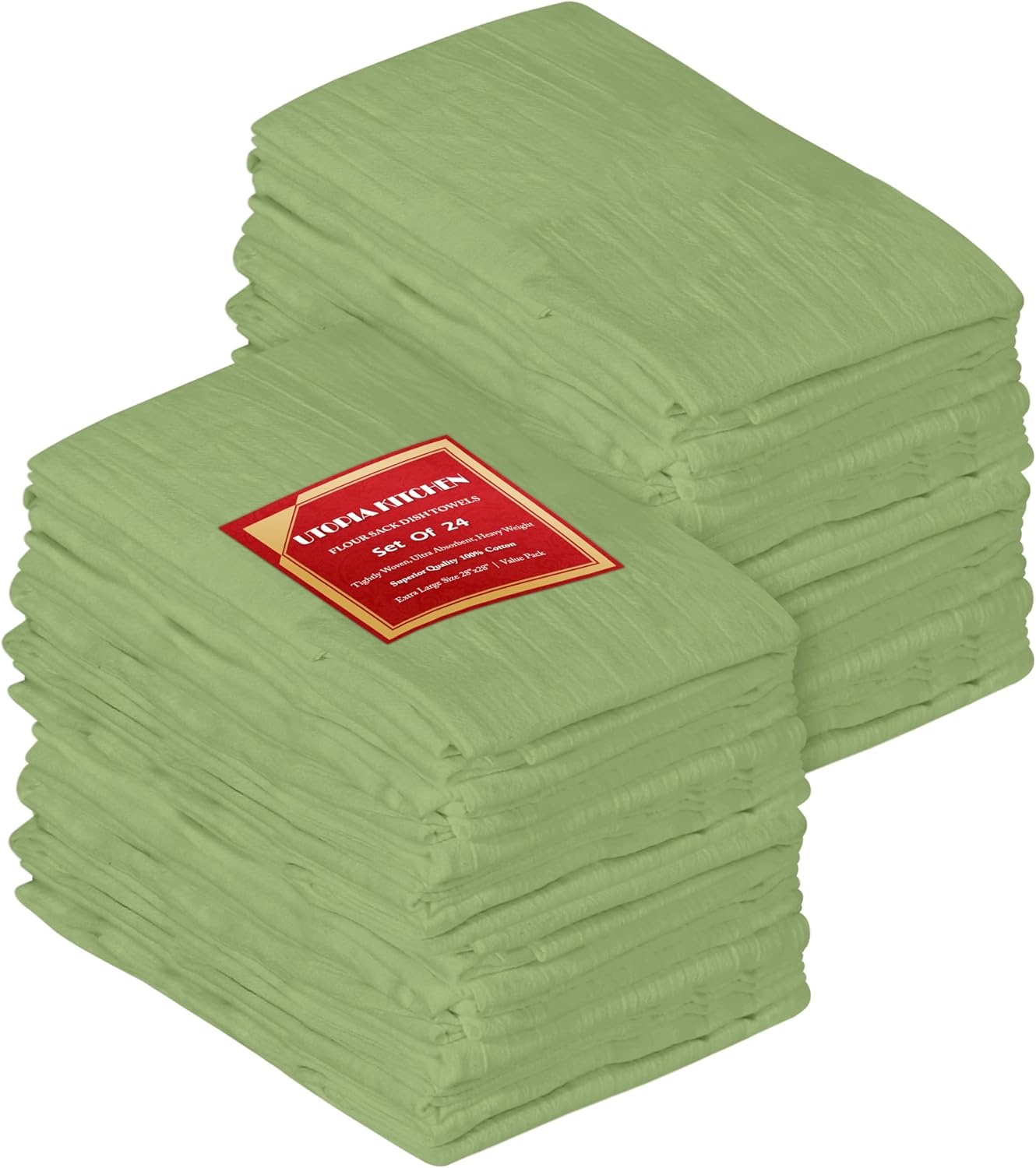 image:imageUtopia Kitchen Light Grey Flour Sack Towels 12 Pack 28 x 28 Inch 100 Cotton Tea Towels for Cleaning amp Drying Highly Absorbent Kitchen Dish ClothSage Green