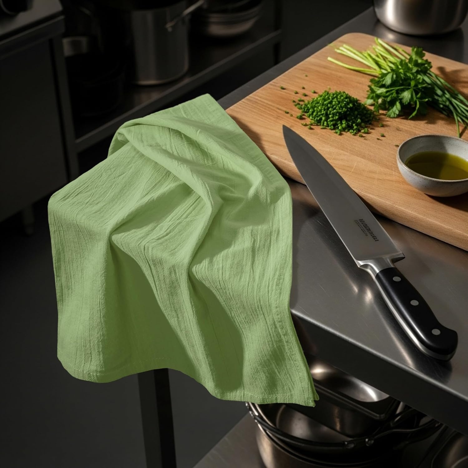 image:imageUtopia Kitchen Light Grey Flour Sack Towels 12 Pack 28 x 28 Inch 100 Cotton Tea Towels for Cleaning amp Drying Highly Absorbent Kitchen Dish ClothSage Green