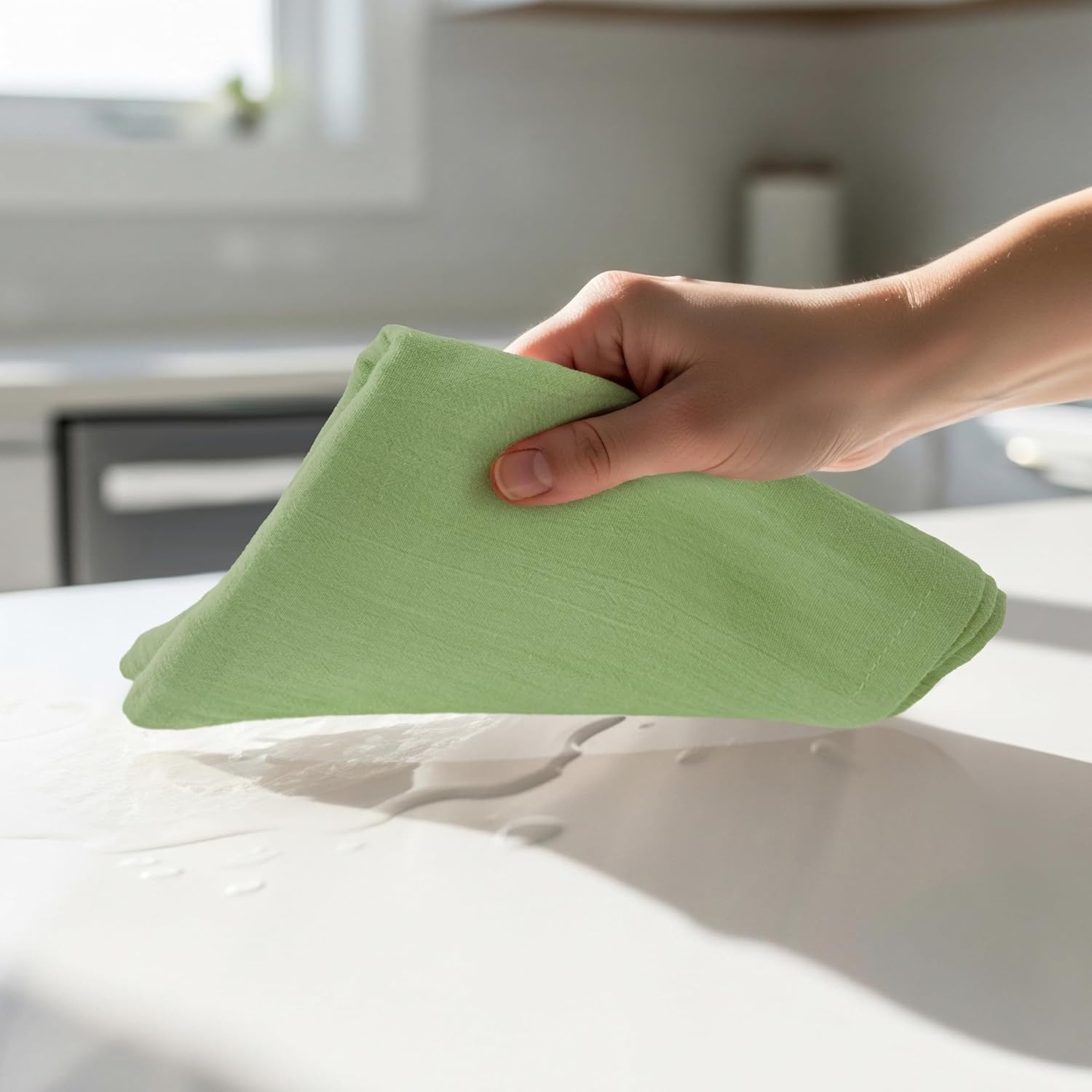 image:imageUtopia Kitchen Light Grey Flour Sack Towels 12 Pack 28 x 28 Inch 100 Cotton Tea Towels for Cleaning amp Drying Highly Absorbent Kitchen Dish ClothSage Green
