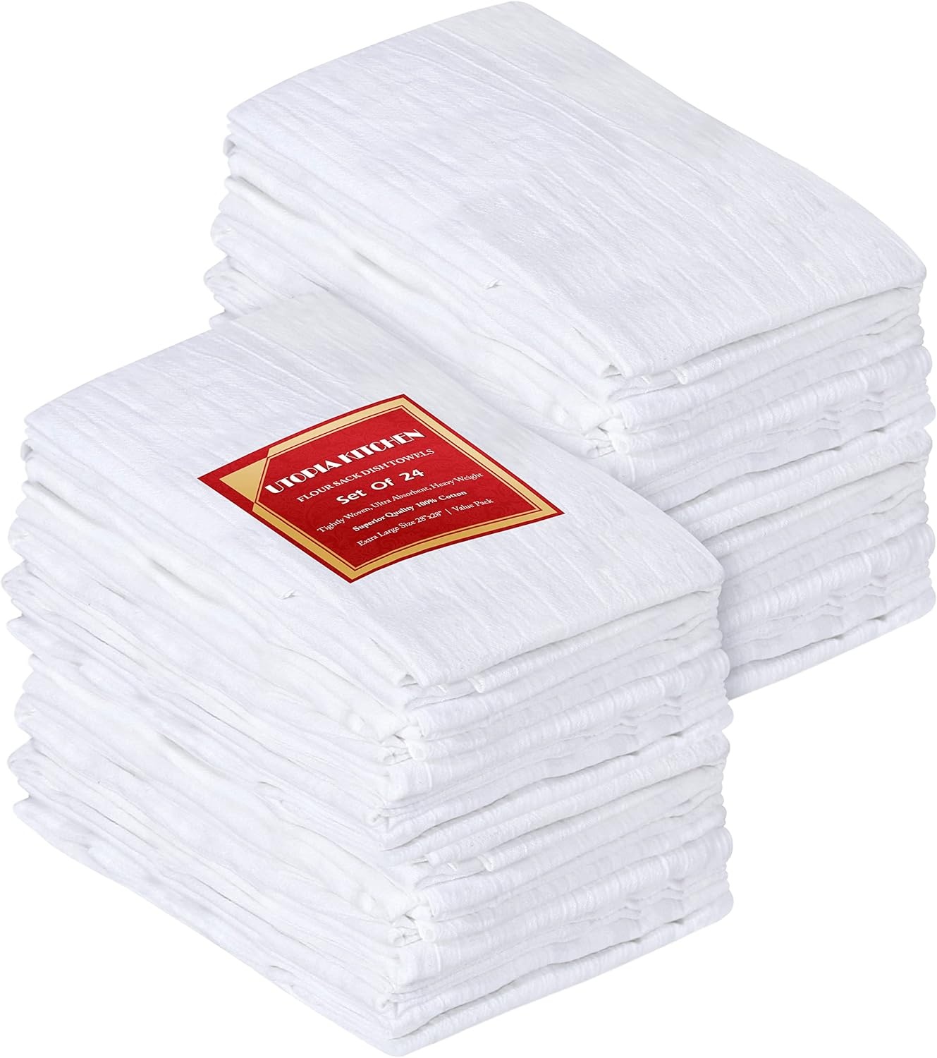 image:imageUtopia Kitchen Light Grey Flour Sack Towels 12 Pack 28 x 28 Inch 100 Cotton Tea Towels for Cleaning amp Drying Highly Absorbent Kitchen Dish ClothWhite