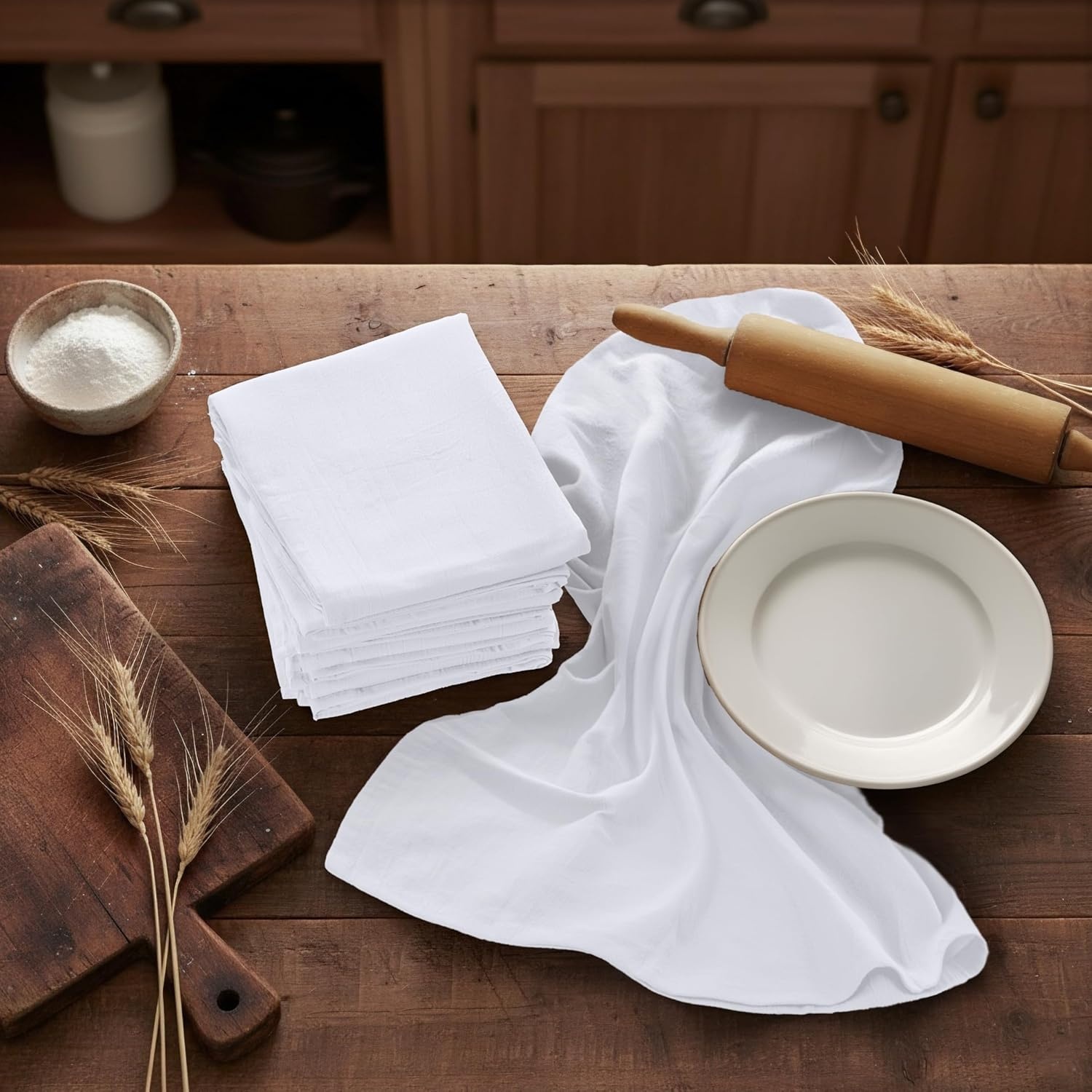 image:imageUtopia Kitchen Light Grey Flour Sack Towels 12 Pack 28 x 28 Inch 100 Cotton Tea Towels for Cleaning amp Drying Highly Absorbent Kitchen Dish ClothWhite