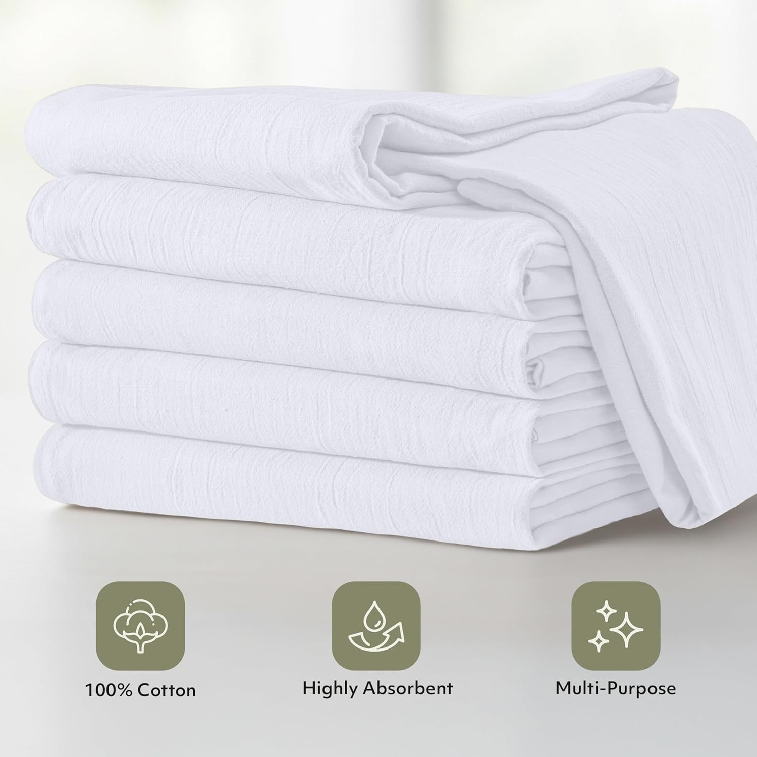 image:imageUtopia Kitchen Light Grey Flour Sack Towels 12 Pack 28 x 28 Inch 100 Cotton Tea Towels for Cleaning amp Drying Highly Absorbent Kitchen Dish ClothWhite