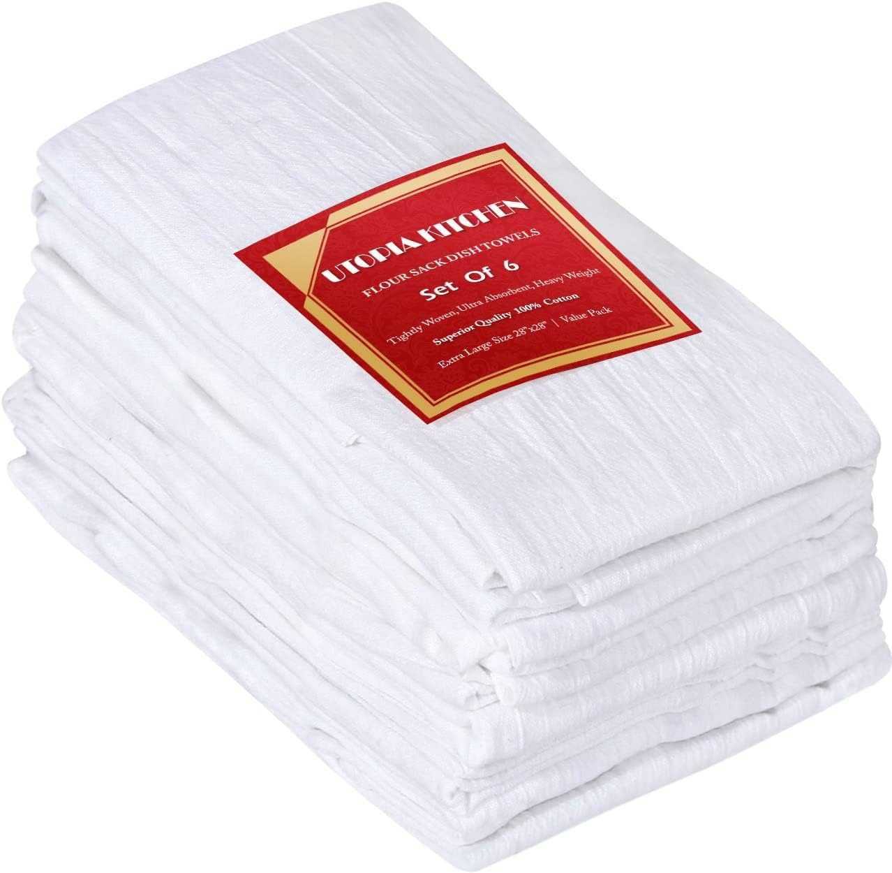 image:imageUtopia Kitchen Light Grey Flour Sack Towels 12 Pack 28 x 28 Inch 100 Cotton Tea Towels for Cleaning amp Drying Highly Absorbent Kitchen Dish ClothWhite